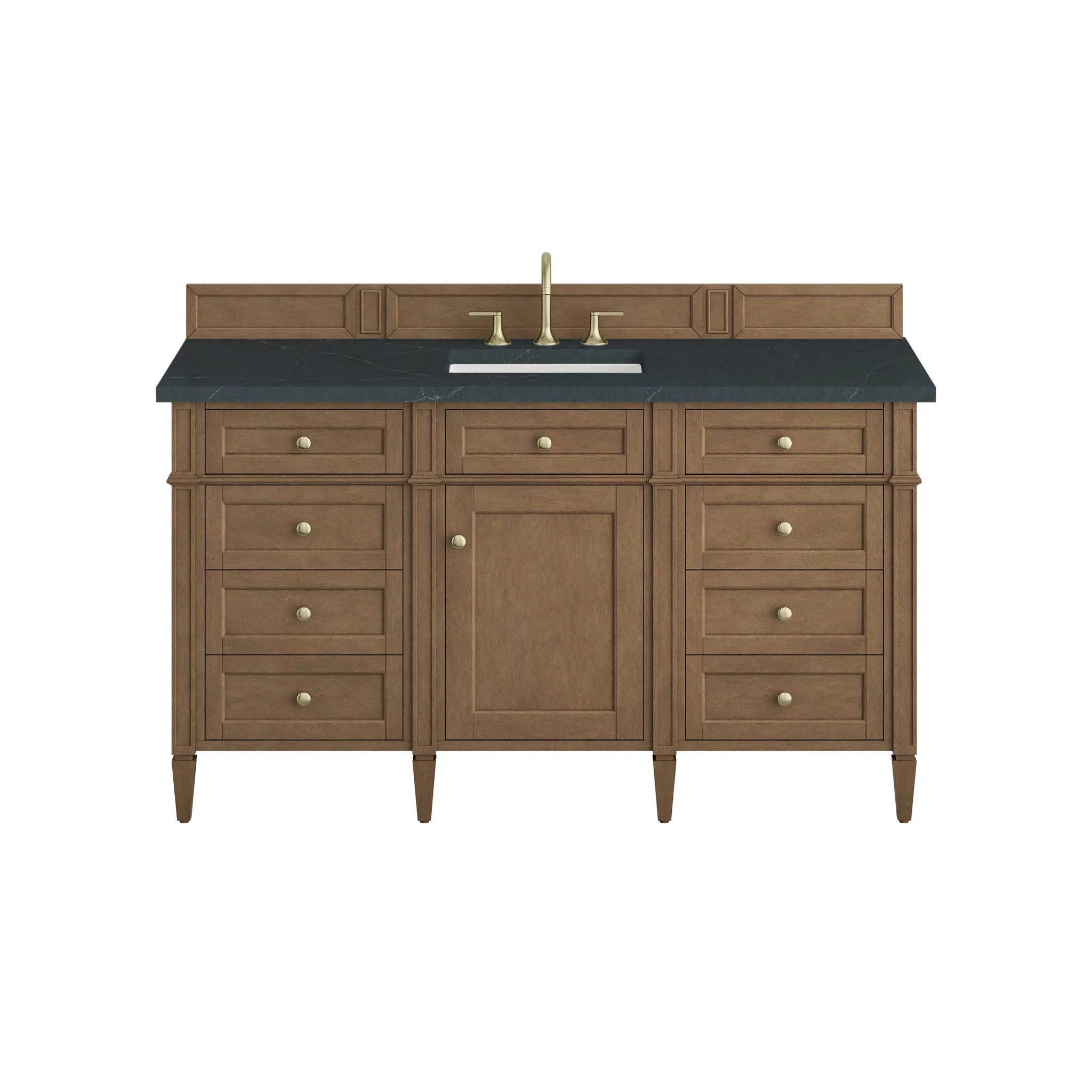 60" Brittany Single Vanity in Pecan by James Martin Vanities-Charcoal Soapstone Silestone 