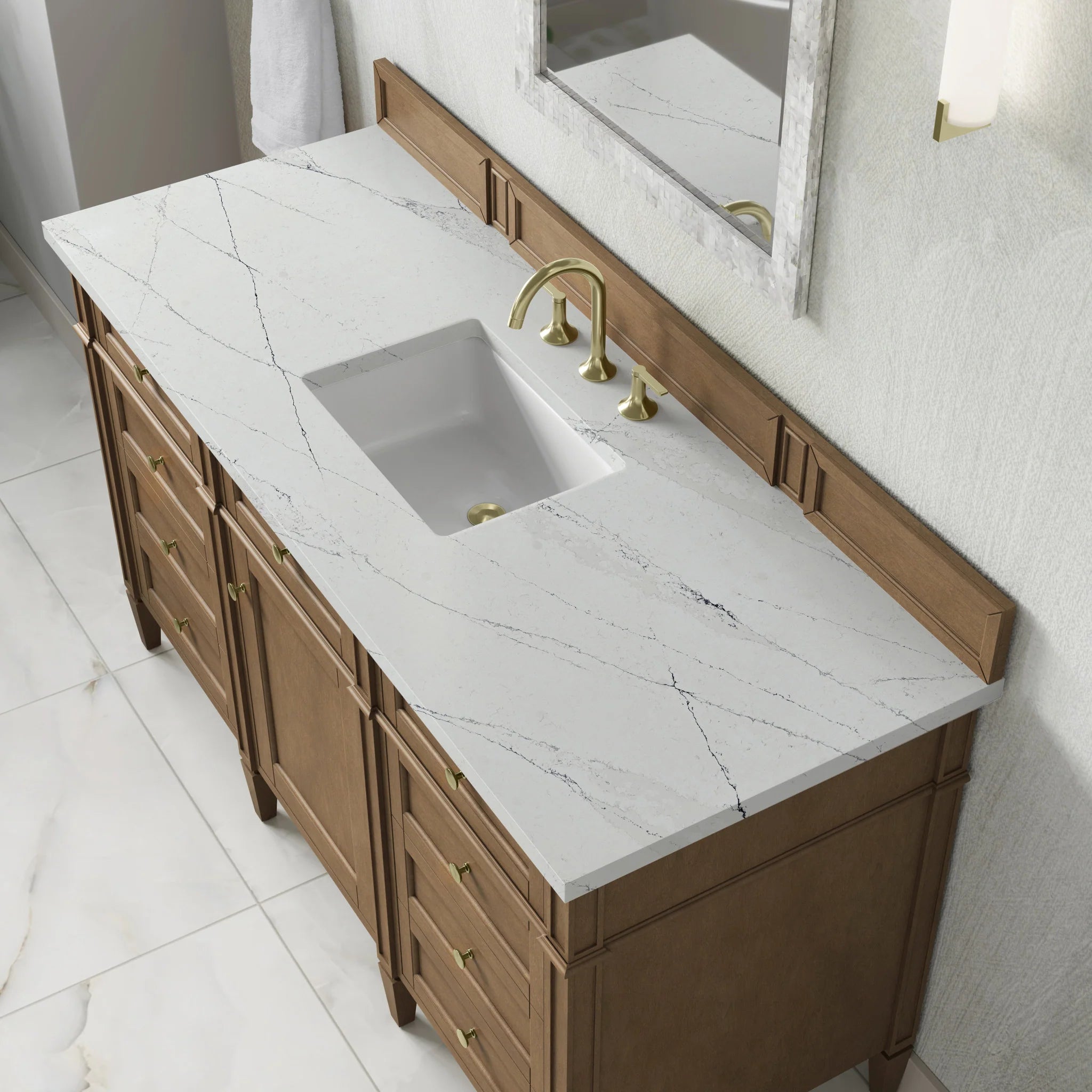 60" Brittany Single Vanity in Pecan by James Martin Vanities-Ethereal Noctis Silestone 6