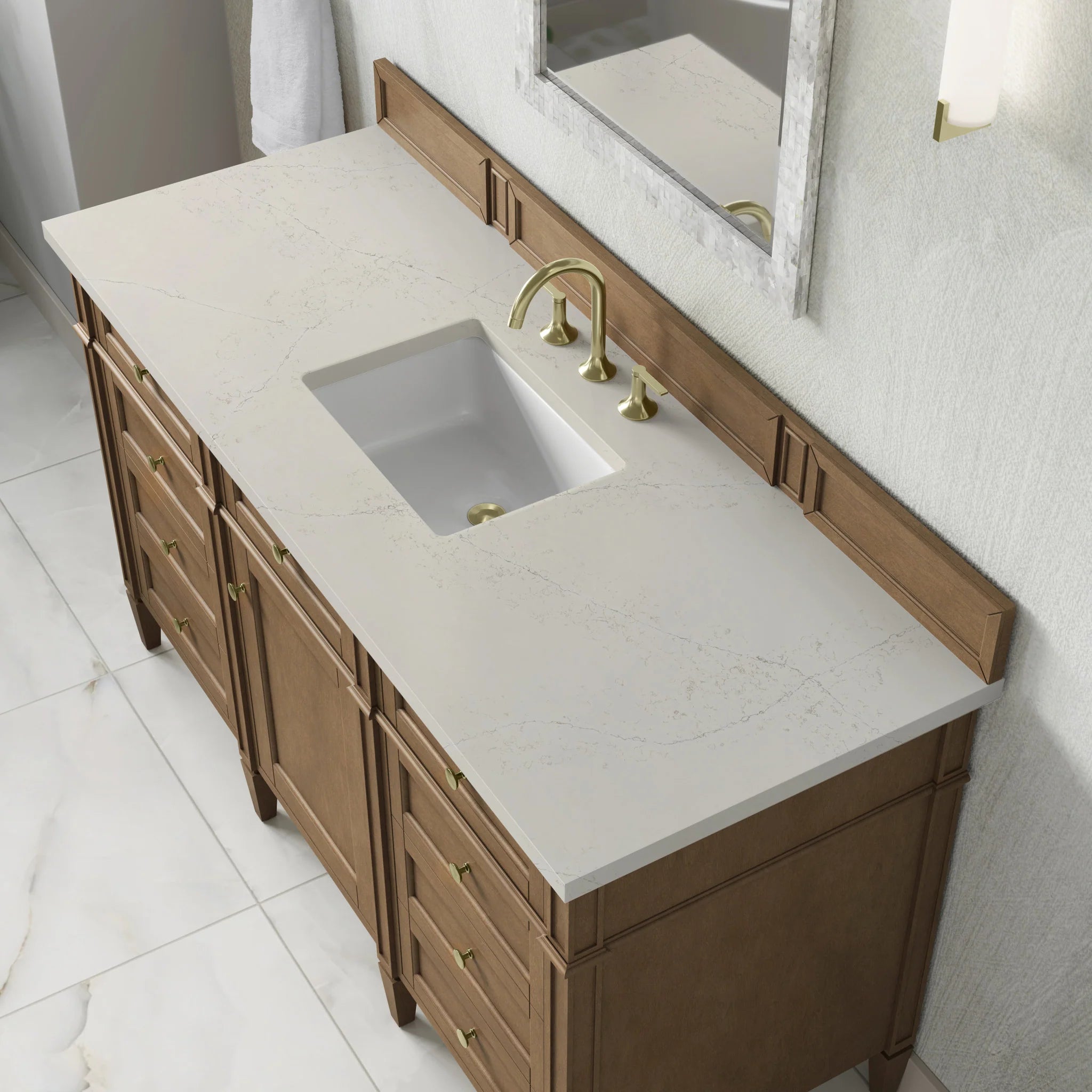 60" Brittany Single Vanity in Pecan by James Martin Vanities-Siberian Silestone 6
