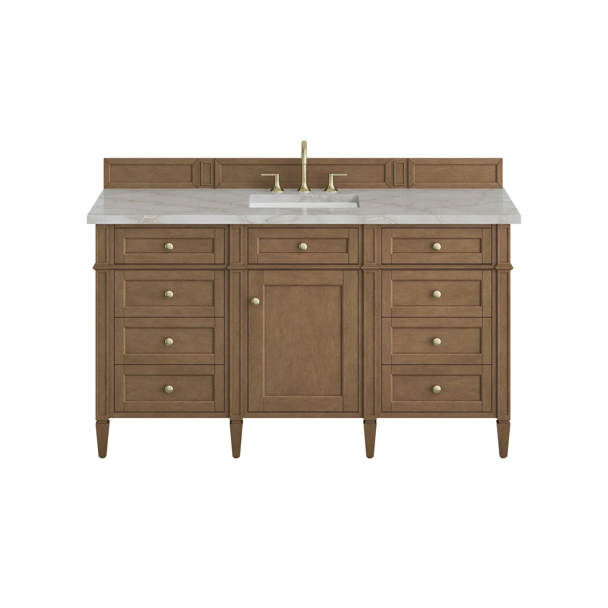 60" Brittany Single Vanity in Pecan by James Martin Vanities-Victorian Silver Silestone 