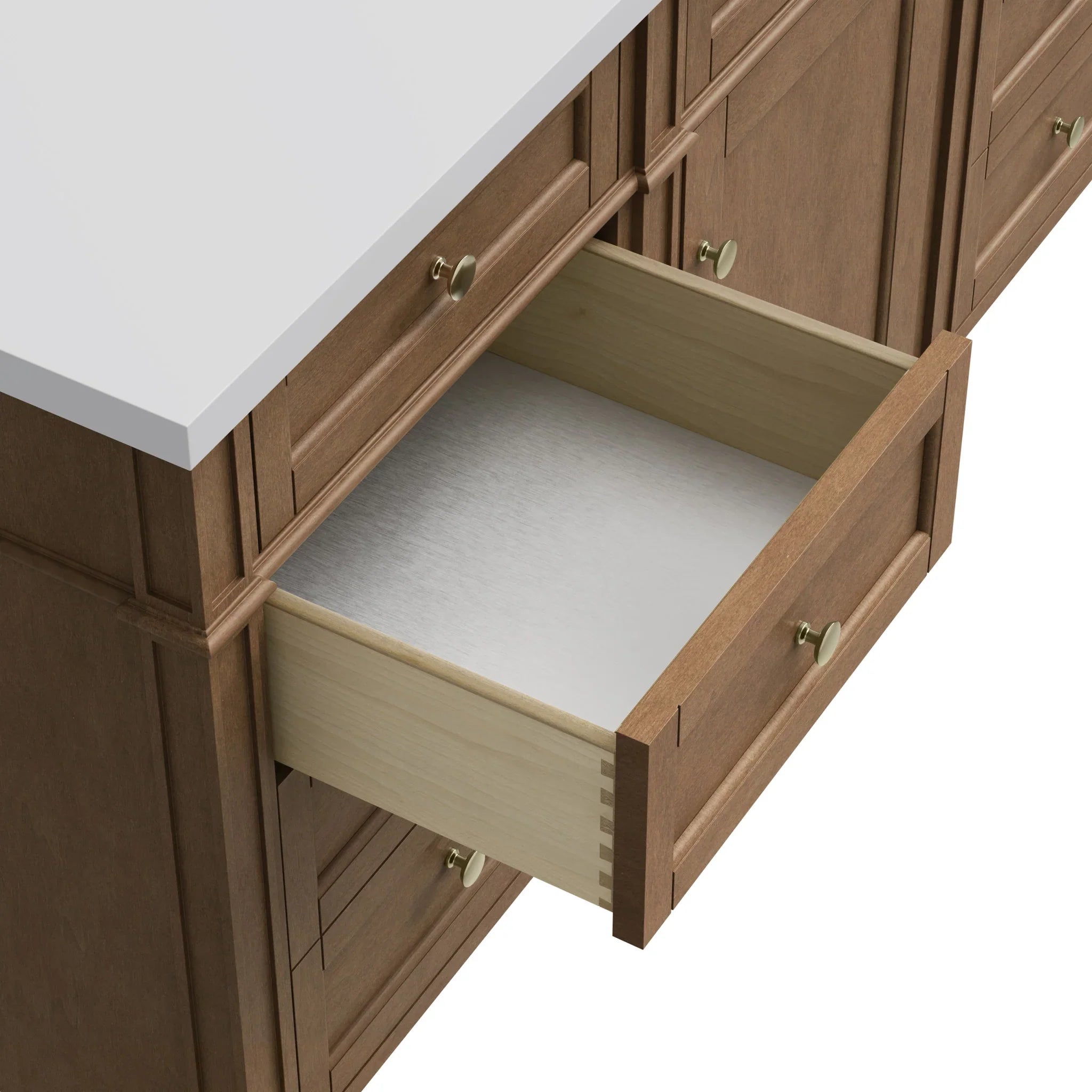 60" Brittany Single Vanity in Pecan w/FreePower Wireless Charger by James Martin Vanities-Ethereal Noctis Silestone 14
