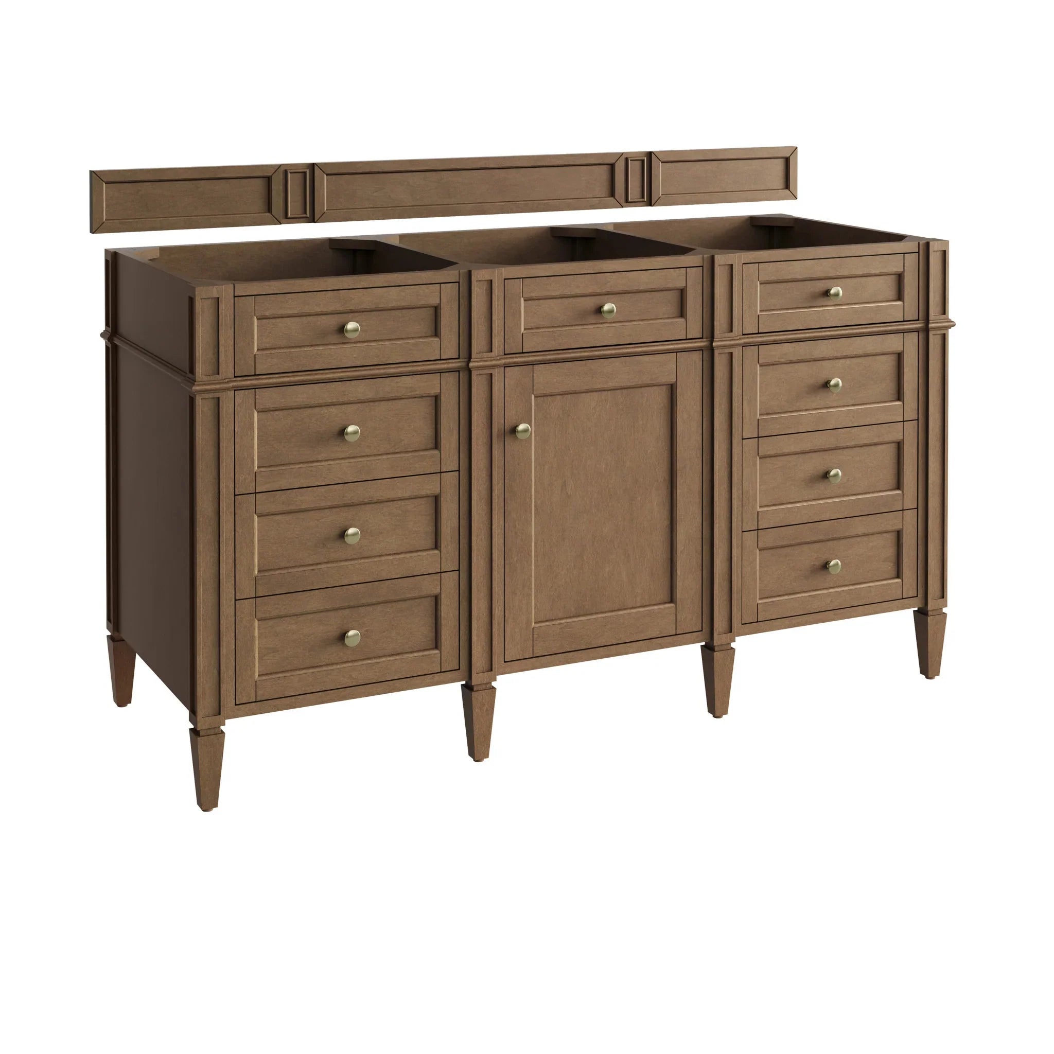 60" Brittany Single Vanity in Pecan w/FreePower Wireless Charger by James Martin Vanities-Ethereal Noctis Silestone 9