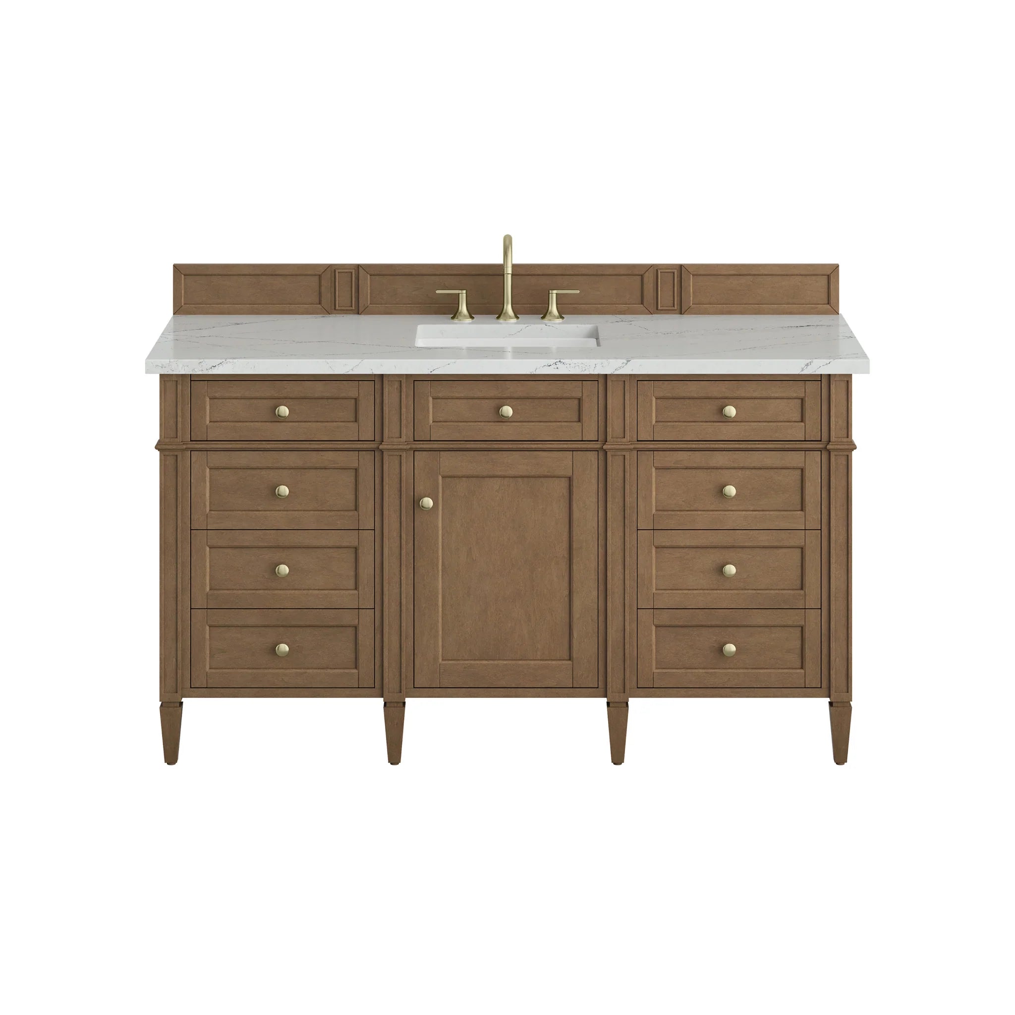 60" Brittany Single Vanity in Pecan w/FreePower Wireless Charger by James Martin Vanities-Ethereal Noctis Silestone 