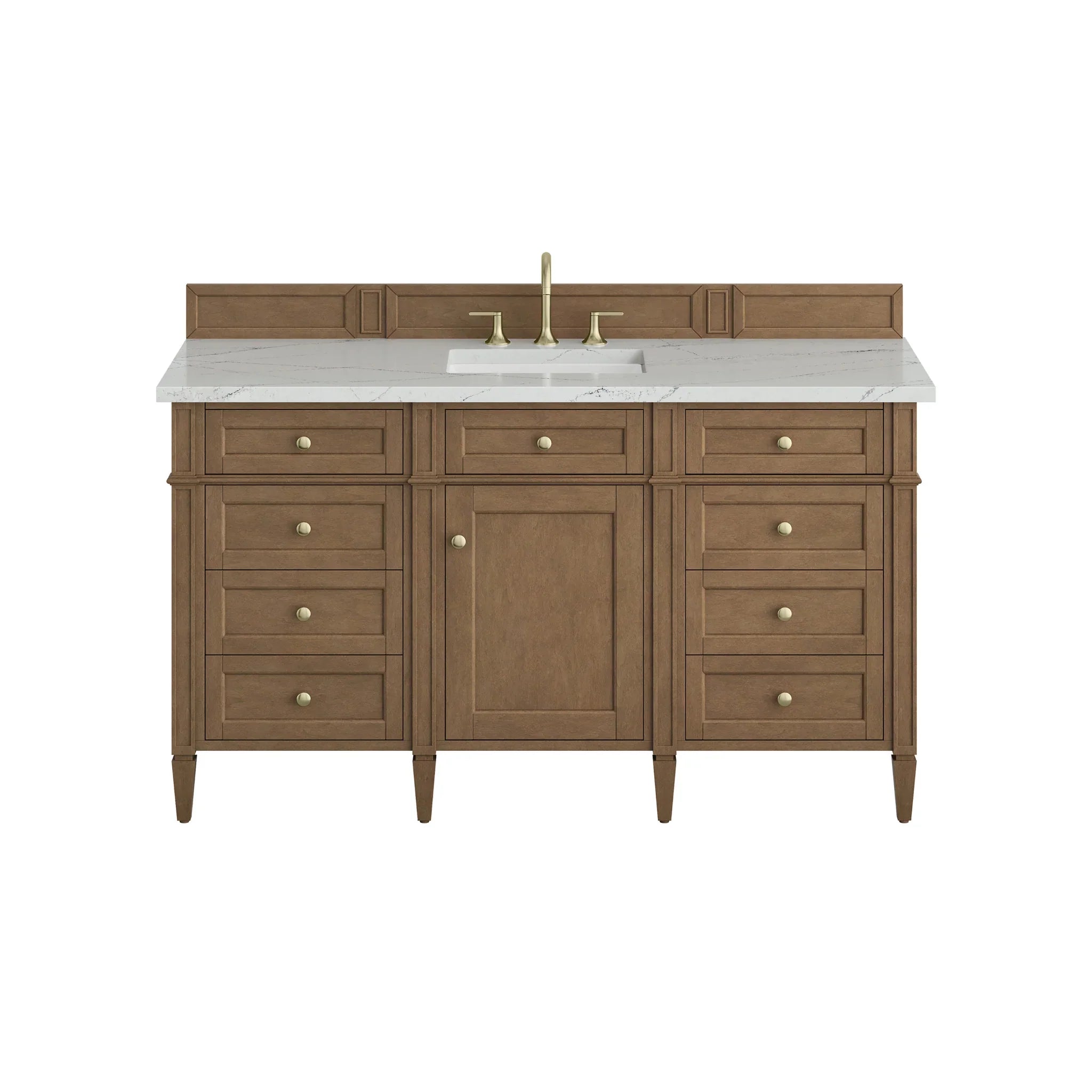 60" Brittany Single Vanity in Pecan w/FreePower Wireless Charger by James Martin Vanities-Ethereal Noctis Silestone 