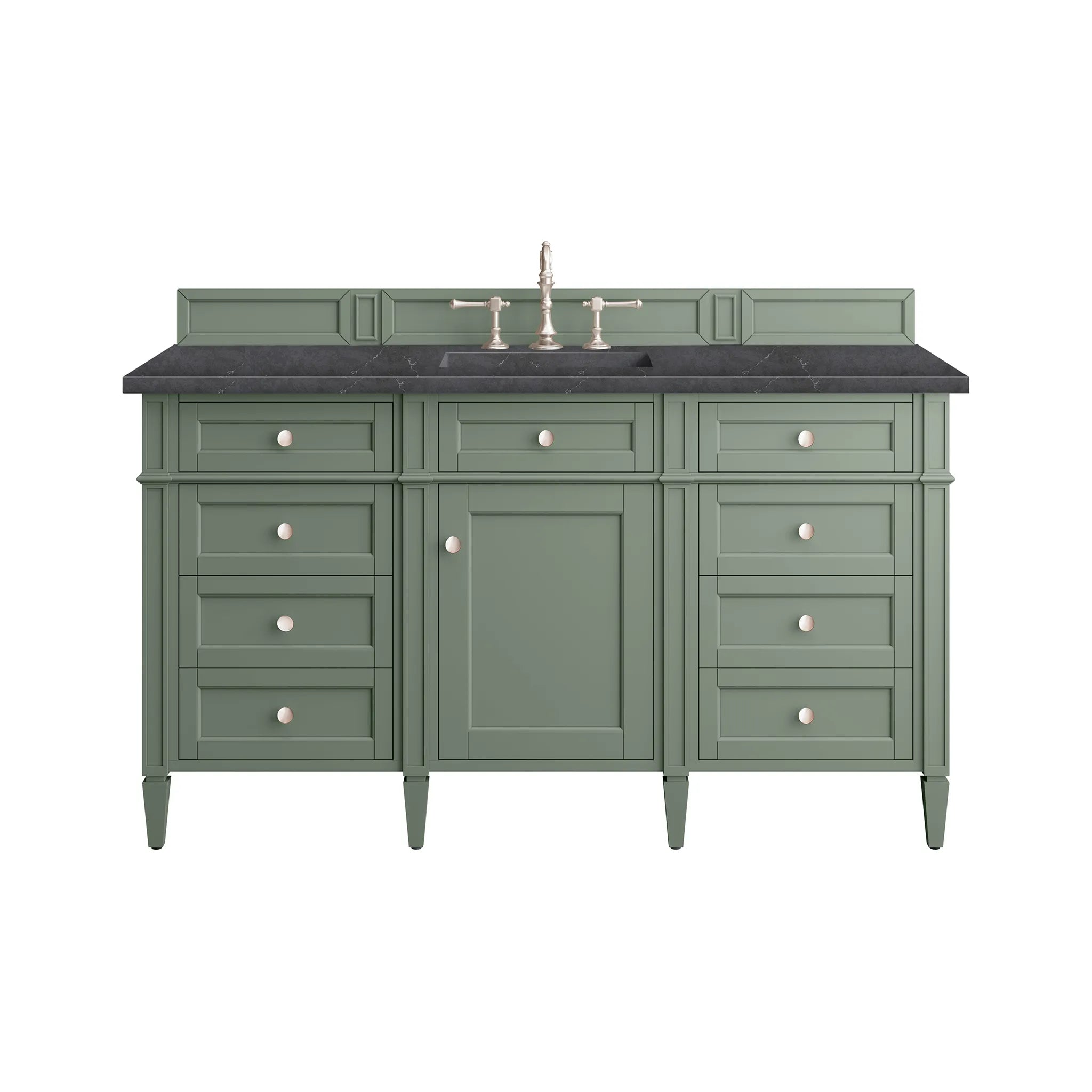 60" Brittany Single Vanity in Smokey Celadon-Charcoal Soapstone Silestone-8" Widespread image