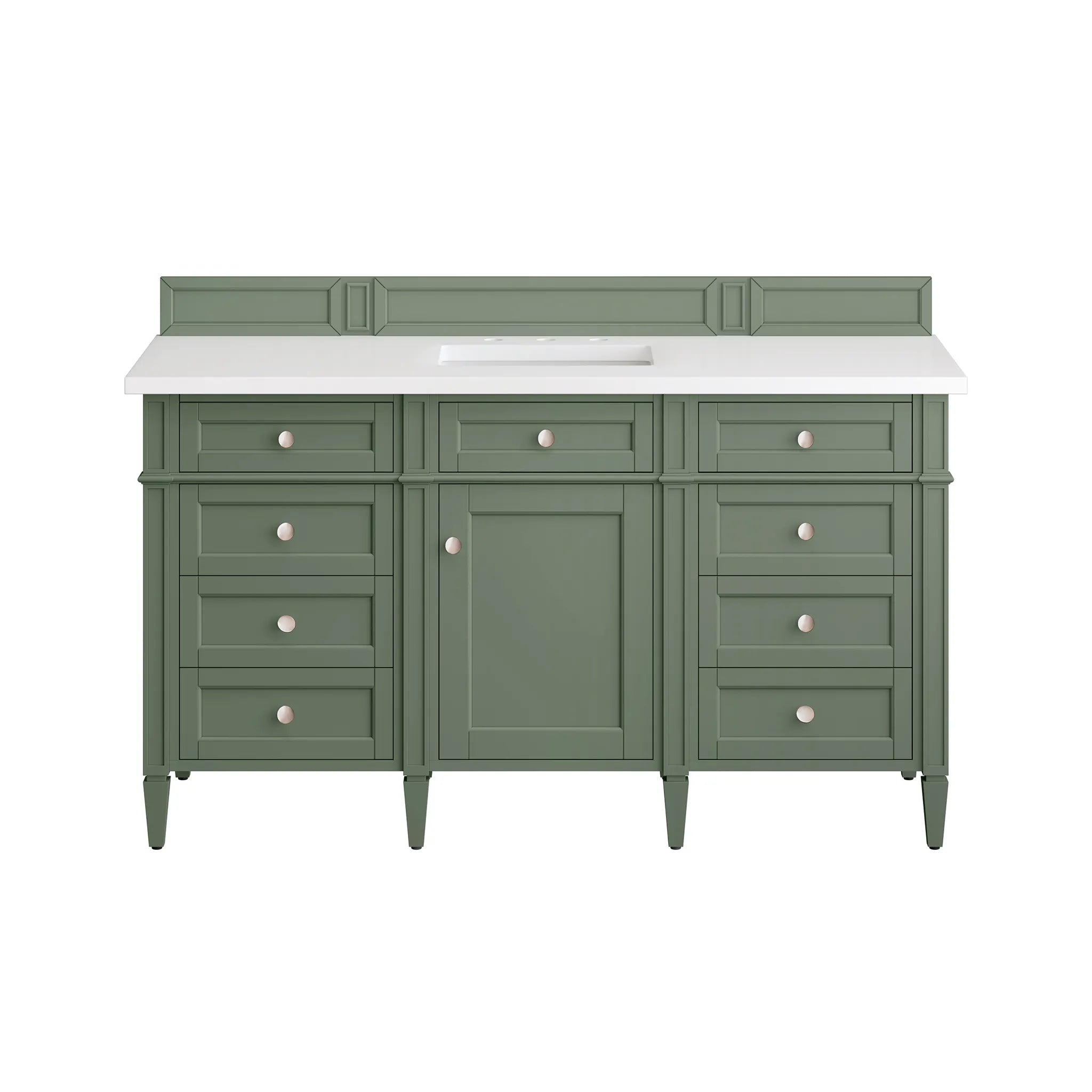 60" Brittany Single Vanity in Smokey Celadon-White Zeus Silestone-8" Widespread image 1