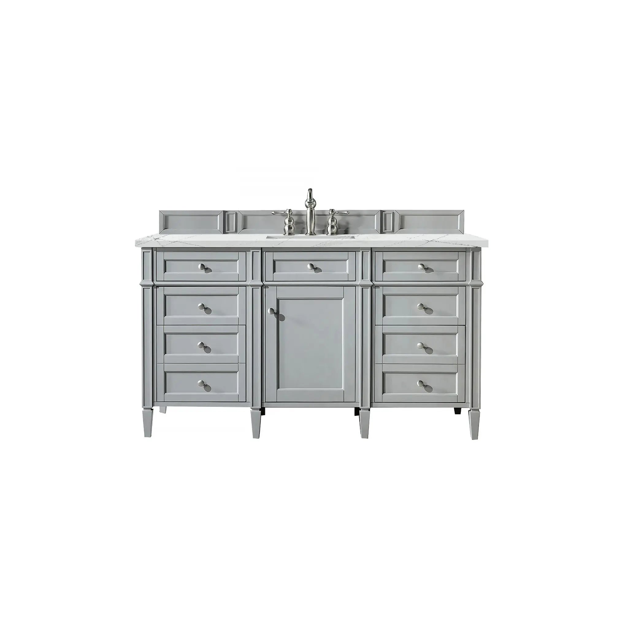 60" Brittany Single Vanity in Urban Gray-Ethereal Noctis Silestone-8" Widespread image