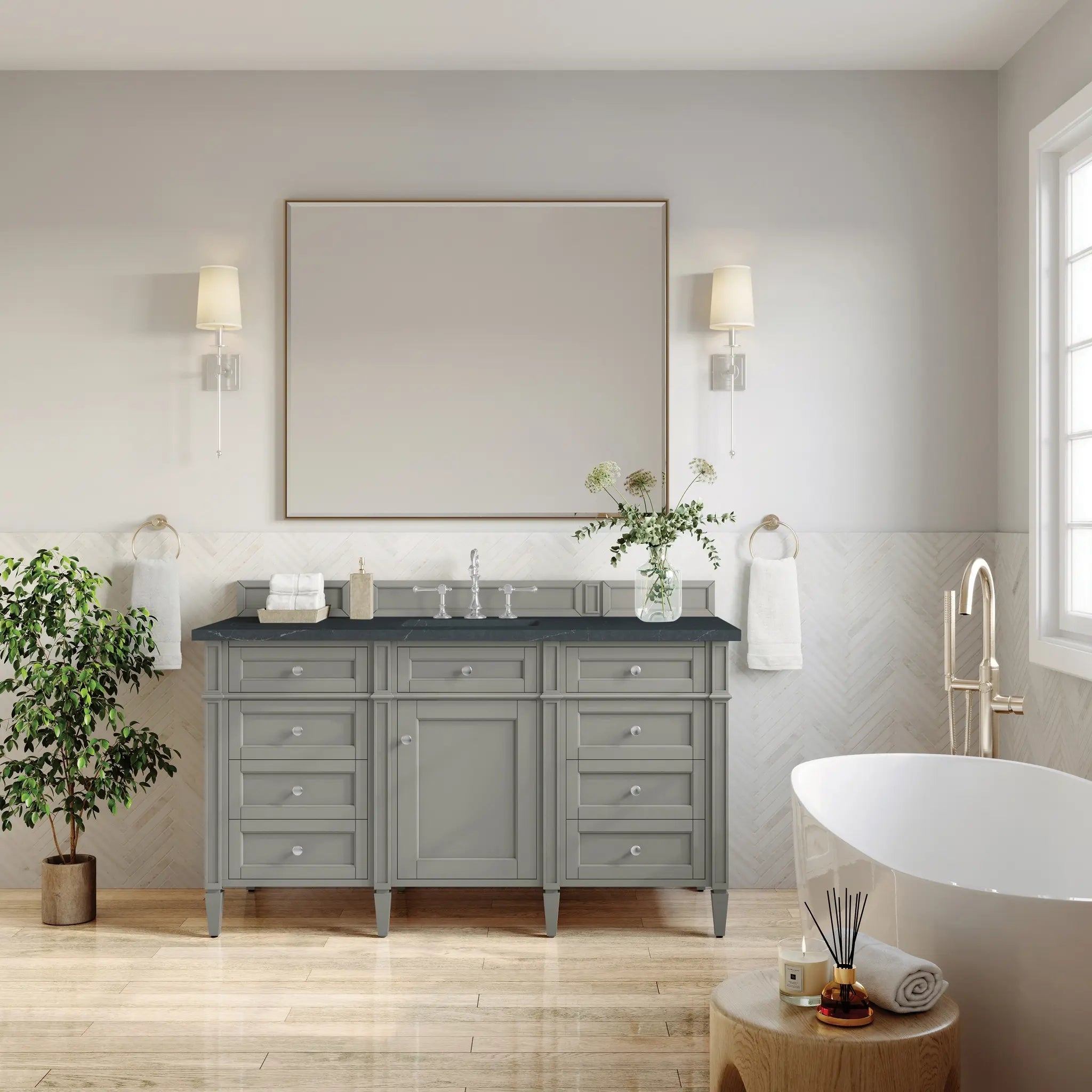 60 Brittany Single Vanity In Urban Gray Standard Charcoal Soapstone Silestone 8 Widespread 3