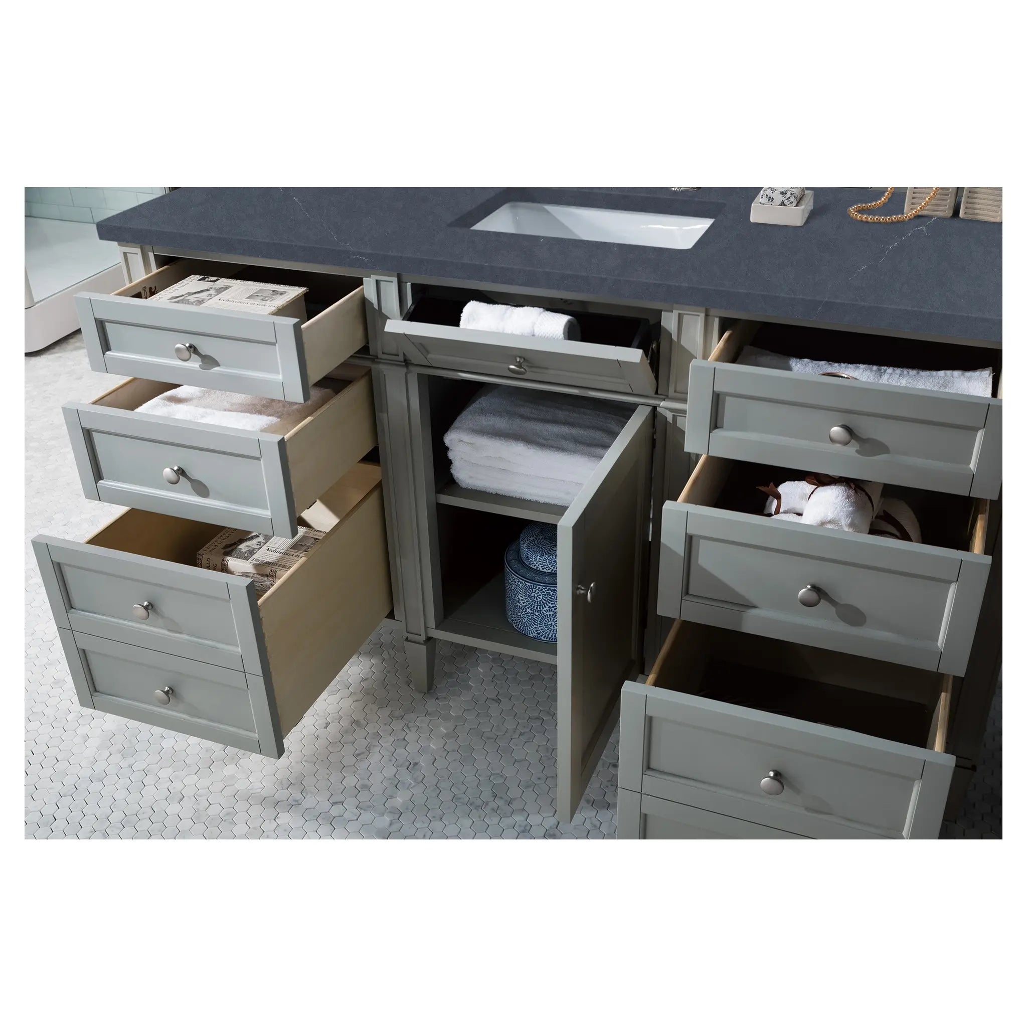 60 Brittany Single Vanity In Urban Gray Standard Charcoal Soapstone Silestone 8 Widespread 5