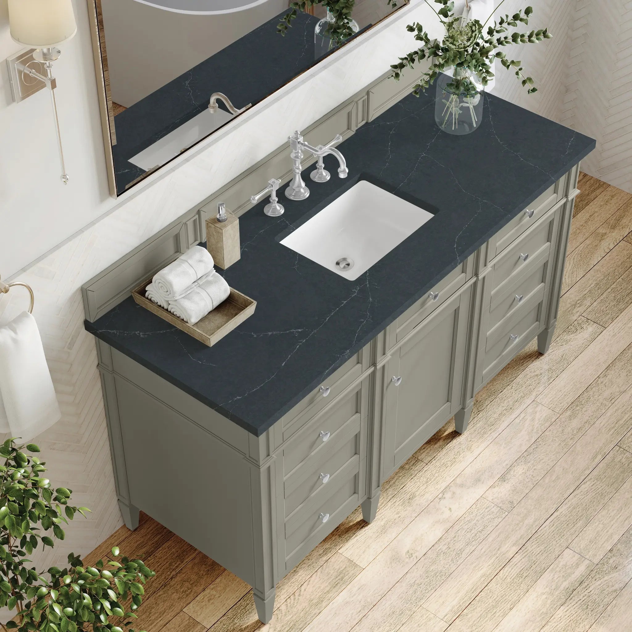 60 Brittany Single Vanity In Urban Gray Standard Charcoal Soapstone Silestone 8 Widespread 7