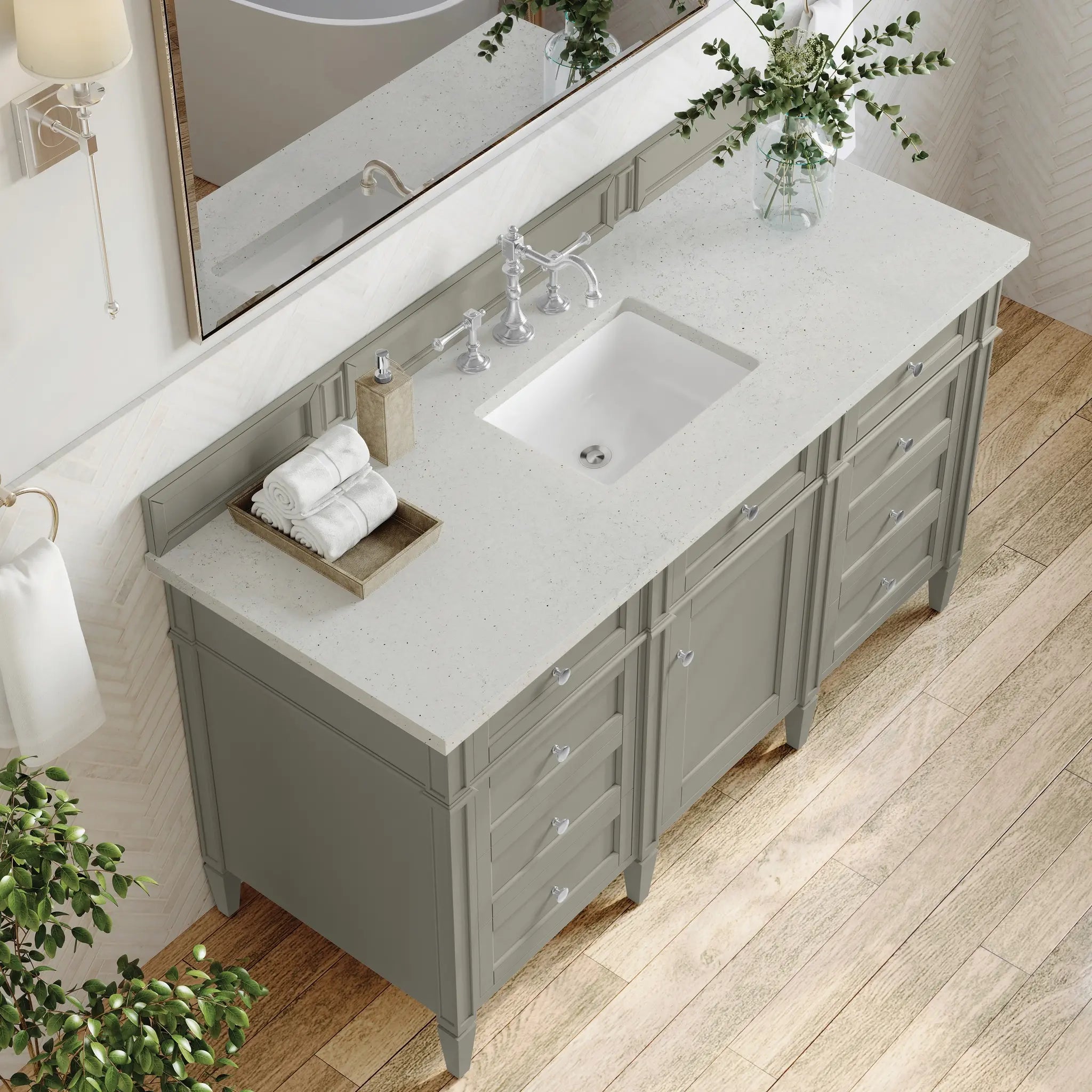 60 Brittany Single Vanity In Urban Gray Standard Lime Delight Silestone 8 Widespread 7