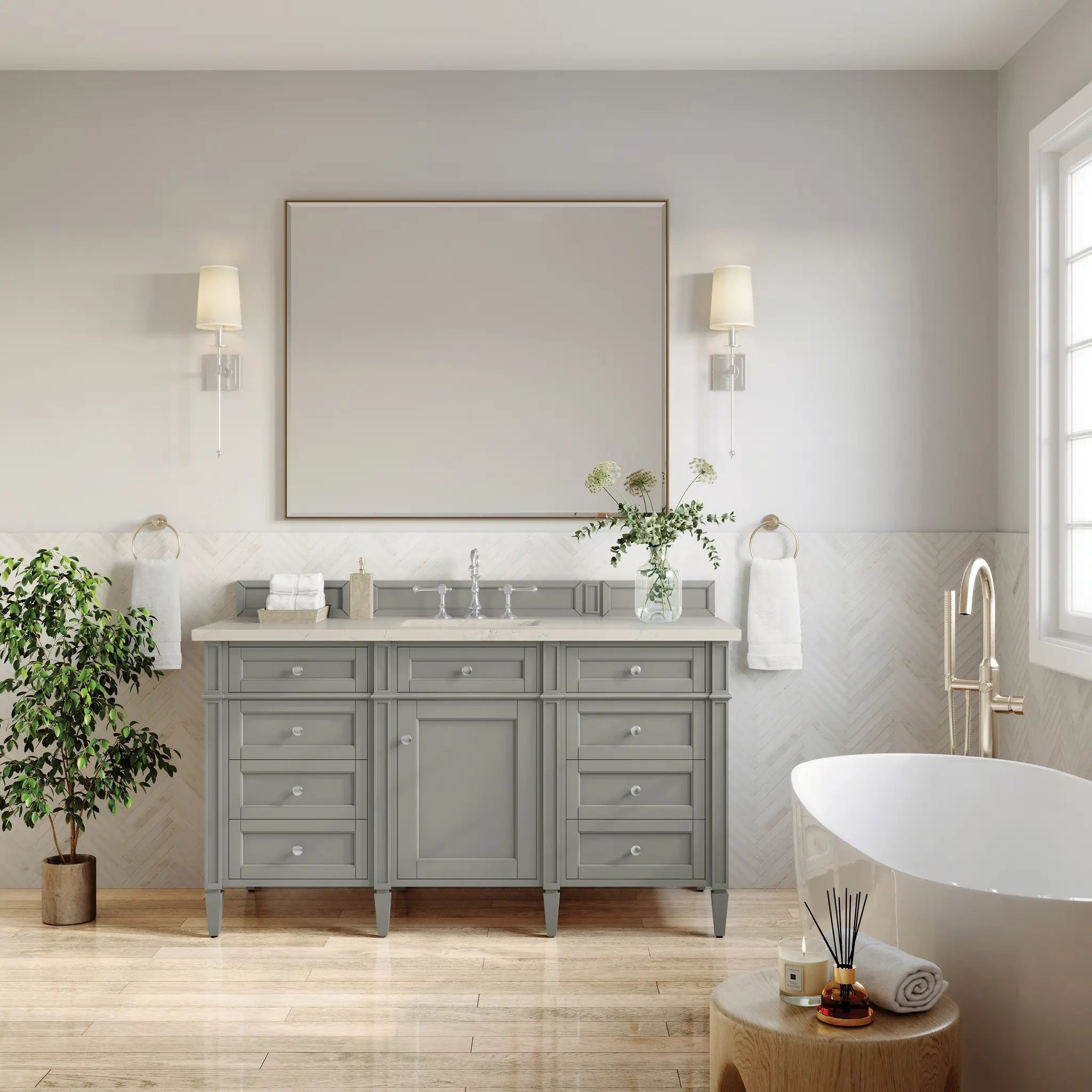 60 Brittany Single Vanity In Urban Gray Standard Siberian Silestone 8 Widespread 3