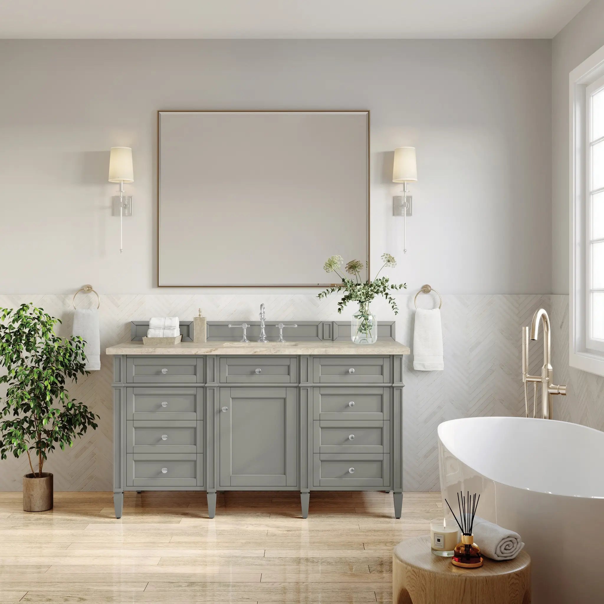 60 Brittany Single Vanity In Urban Gray Standard Tajnar Eclos 8 Widespread 3