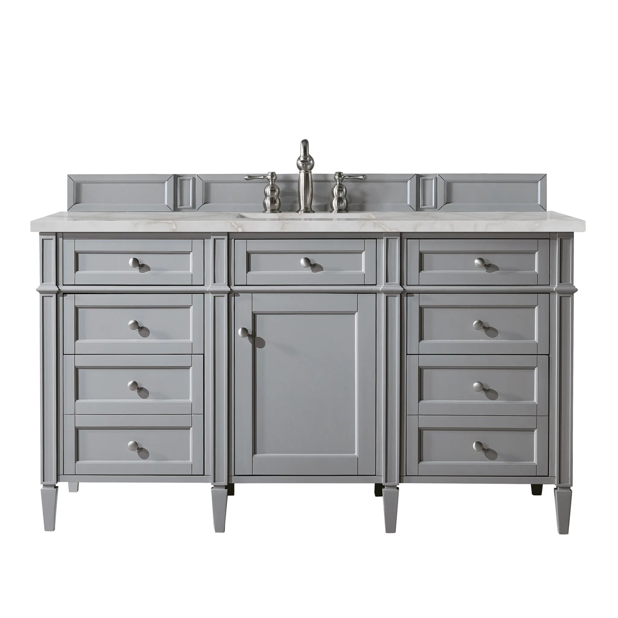 60" Brittany Single Vanity in Urban Gray-Victorian Silver Silestone-8" Widespread image