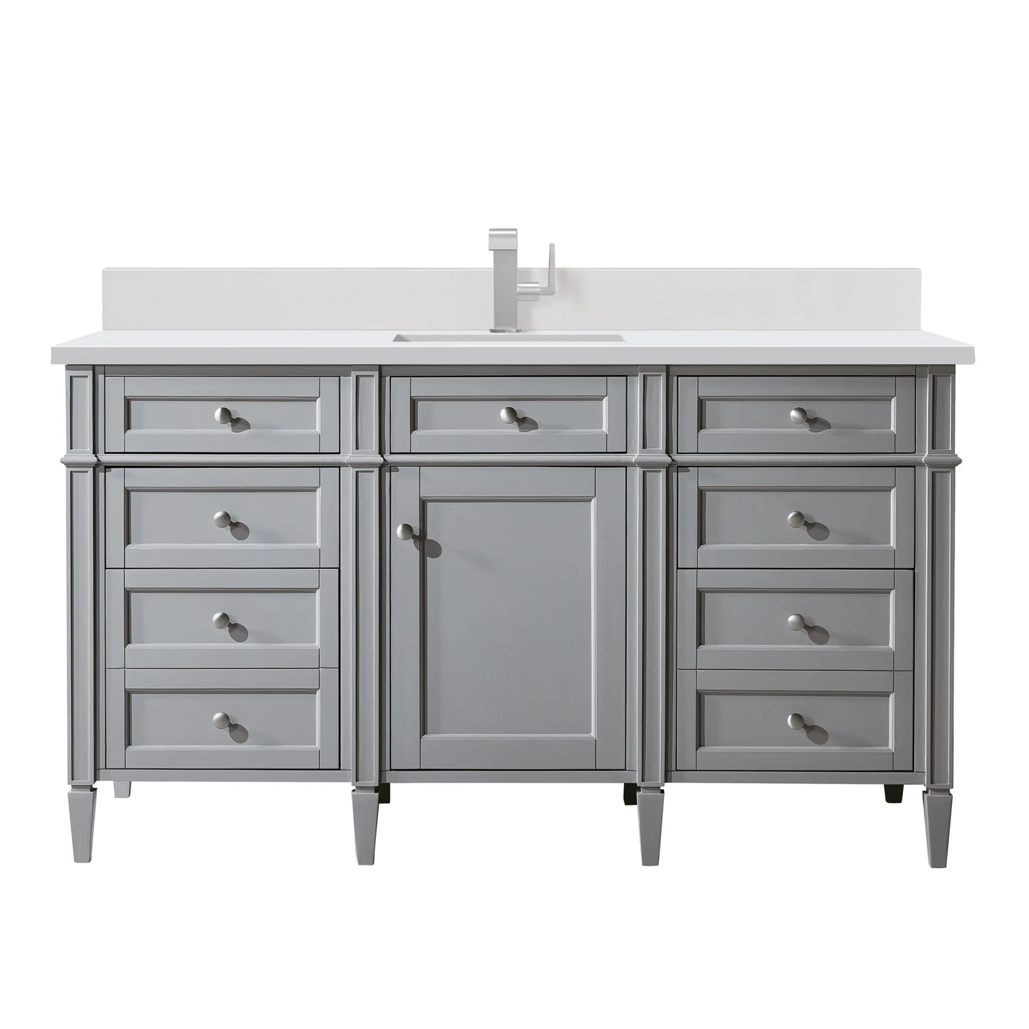 60" Brittany Single Vanity in Urban Gray-White Zeus Silestone & Backsplash-Single Hole image