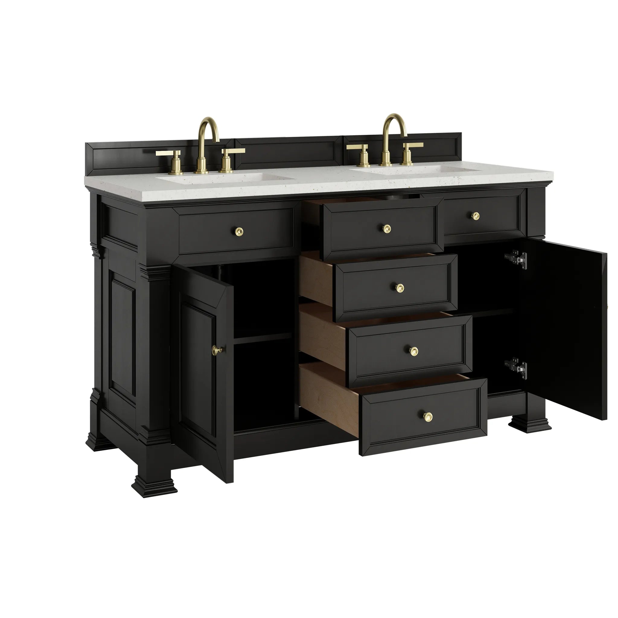 60" Brookfield Double Vanity in Black Onyx-Lime Delight Silestone-8" Widespread image 7