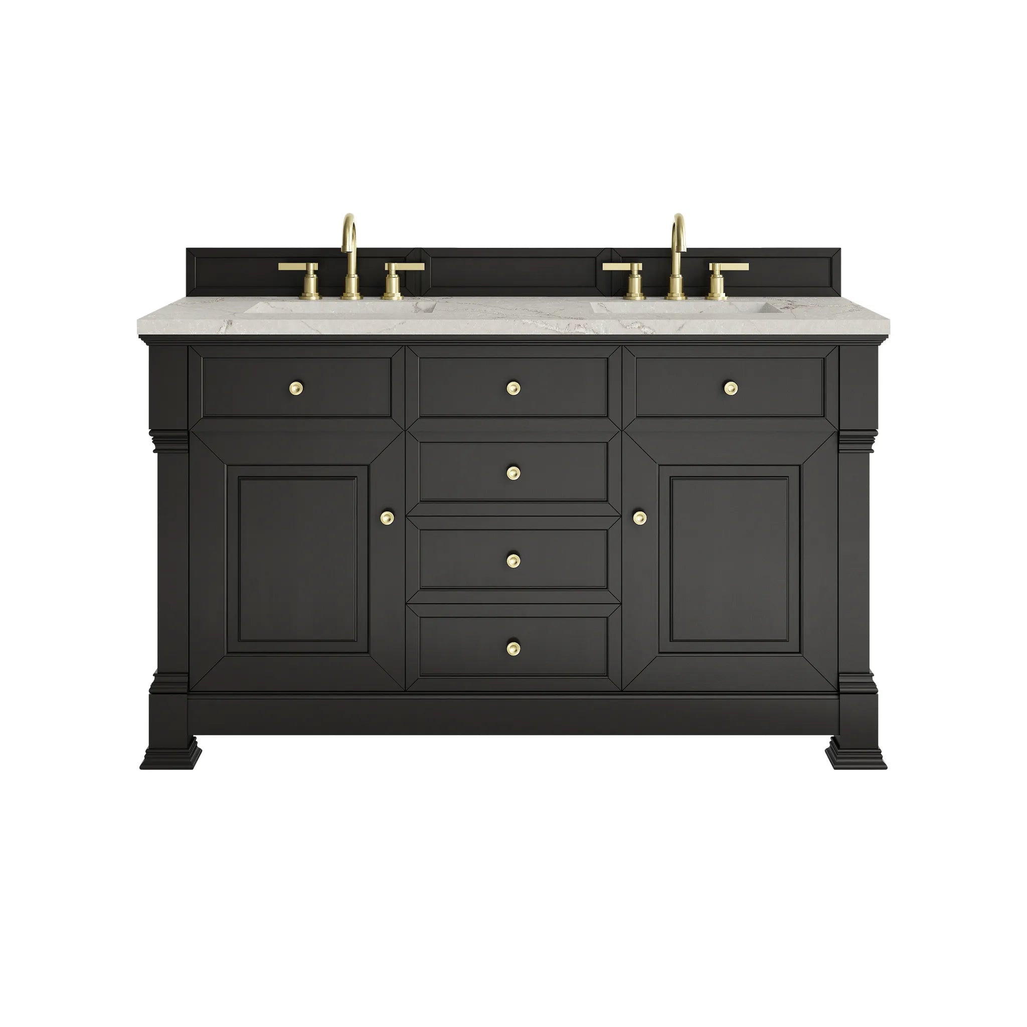 60" Brookfield Double Vanity in Black Onyx by James Martin Vanities