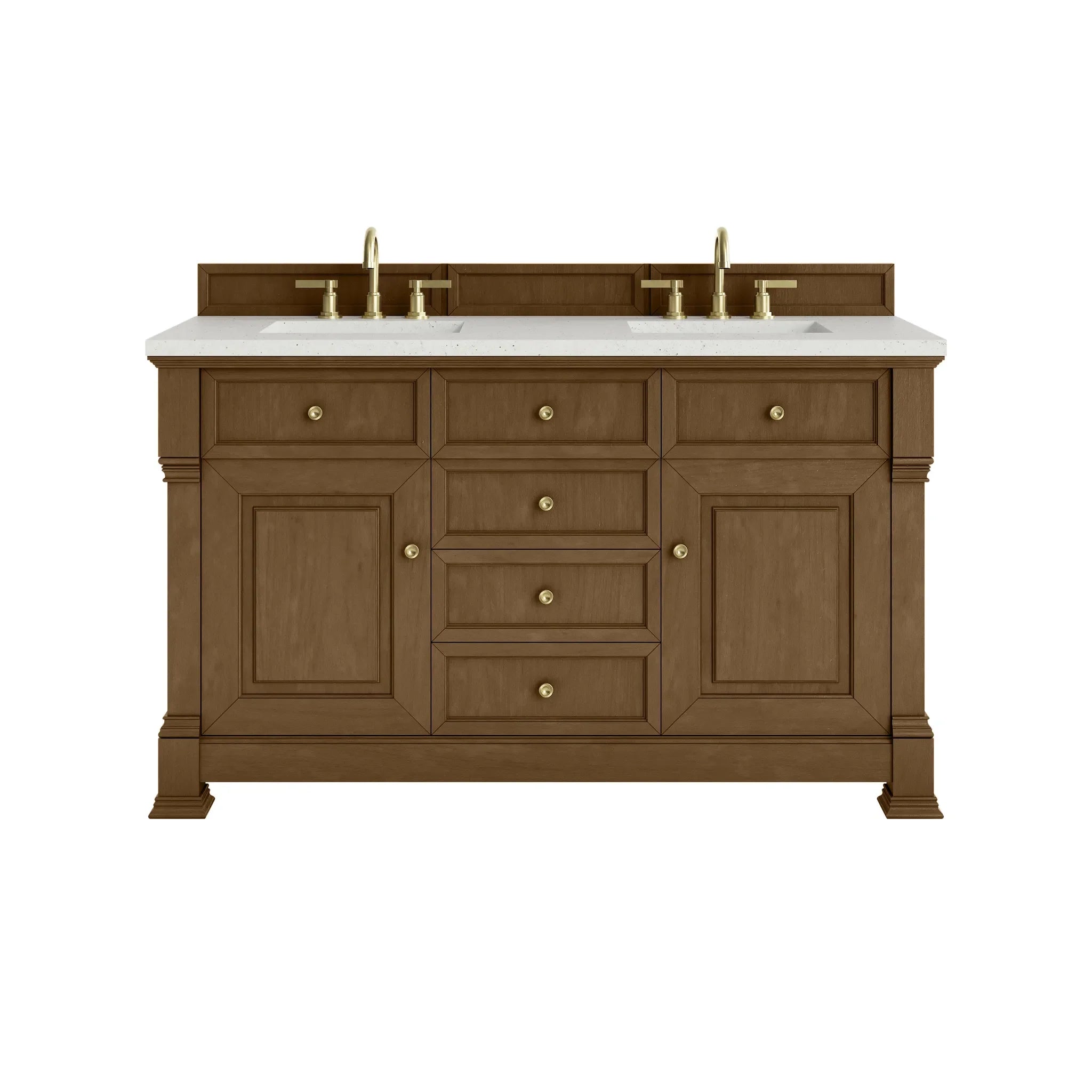 60" Brookfield Double Vanity in Honey Oak-Lime Delight Silestone-8" Widespread image