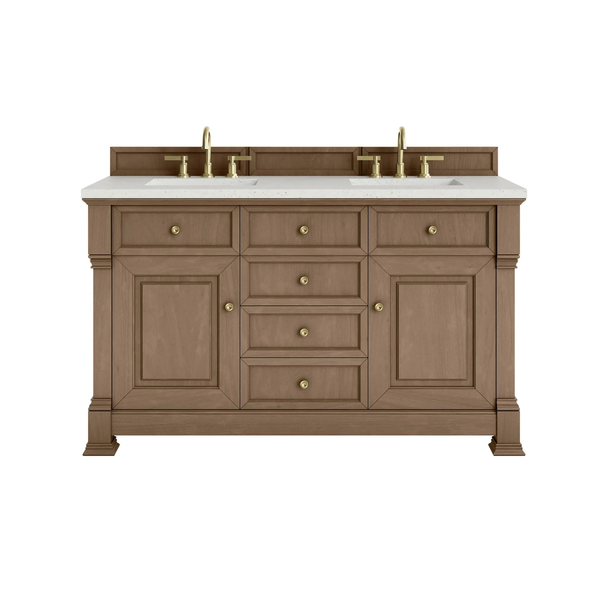 60" Brookfield Double Vanity in Pecan-Lime Delight Silestone-8" Widespread image