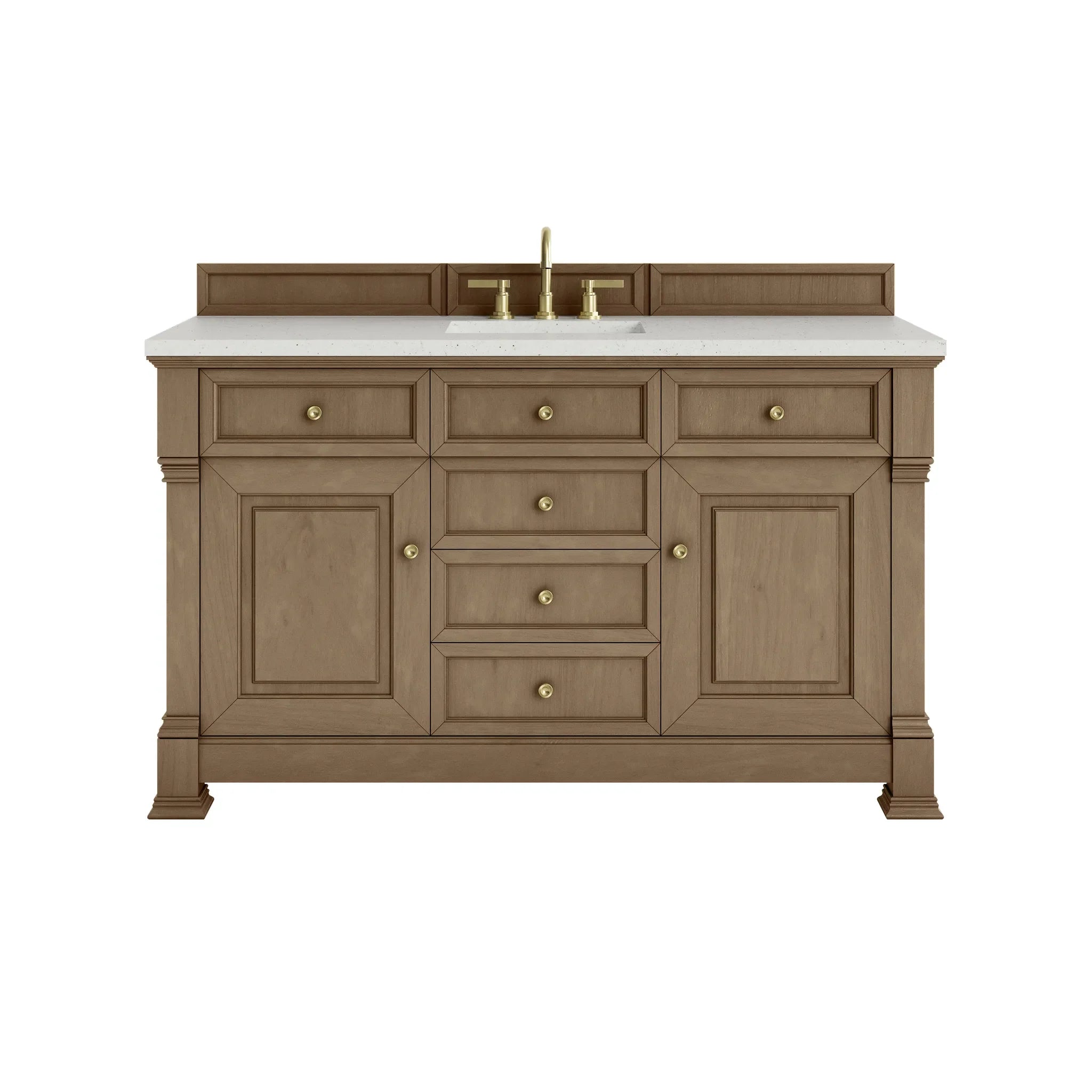 60" Brookfield Single Vanity in Pecan-Lime Delight Silestone-8" Widespread image