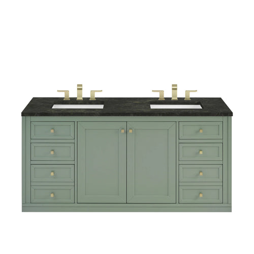 60" Chicago Double Vanity in Smokey Celadon by James Martin Vanities