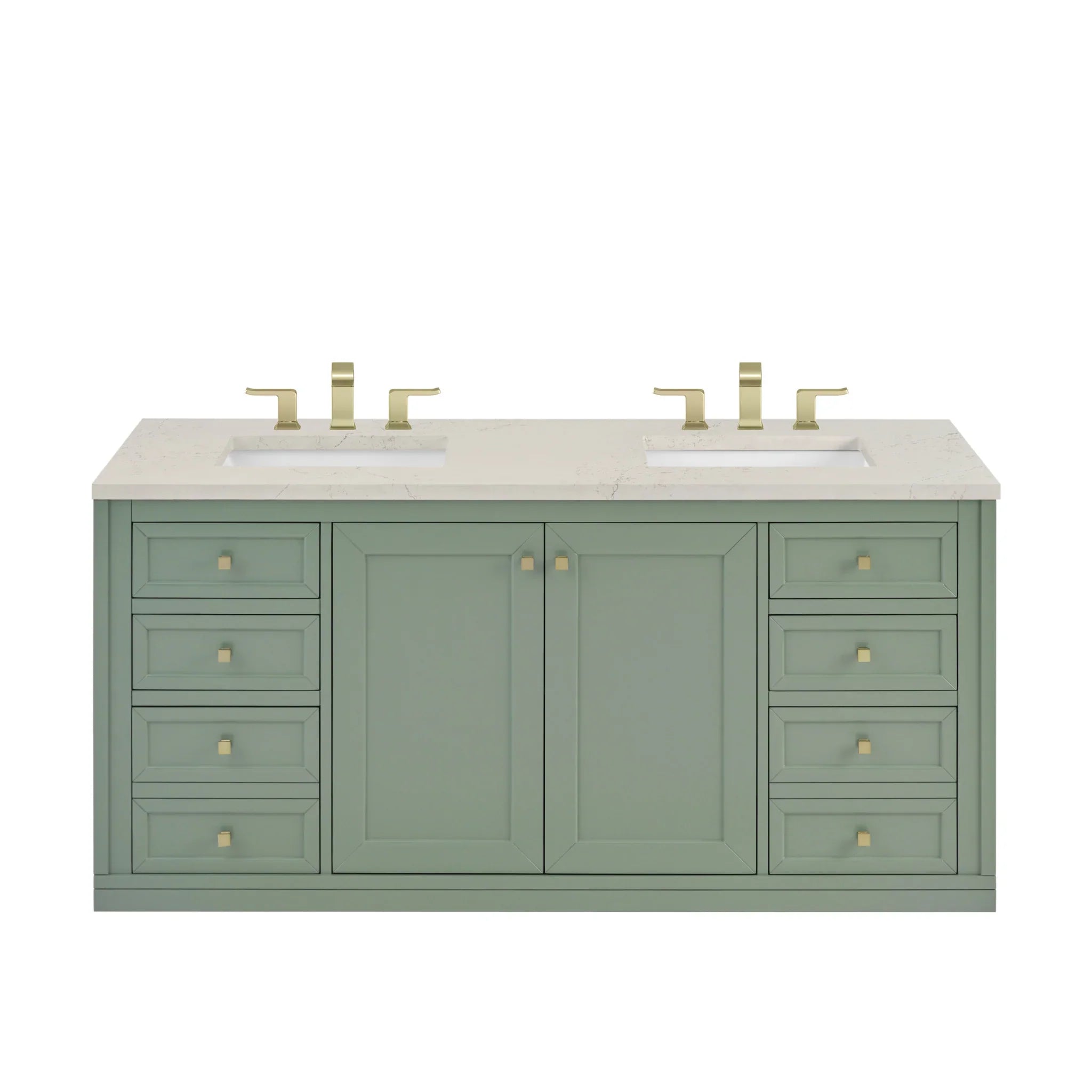 60" Chicago Double Vanity in Smokey Celadon by James Martin Vanities