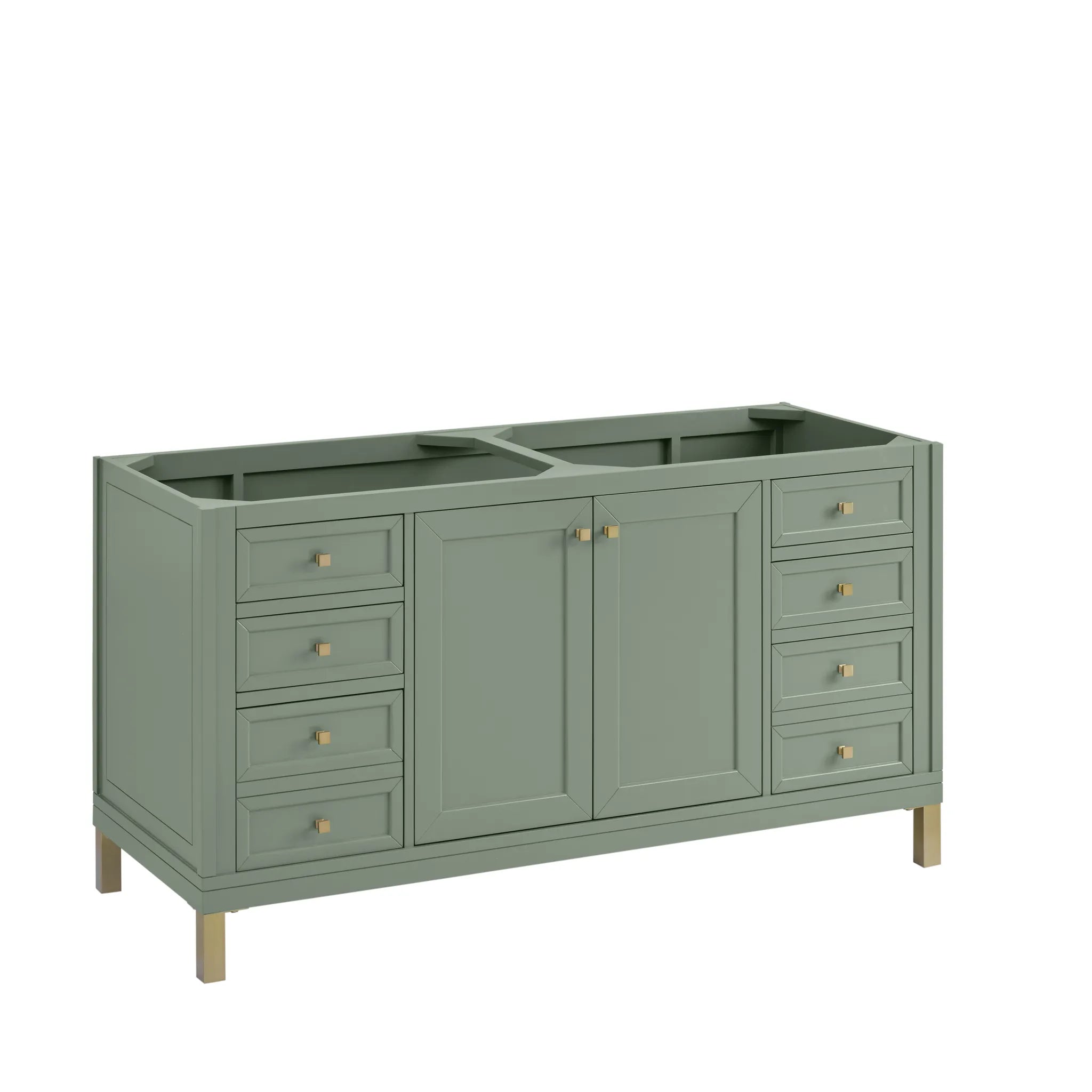 60" Chicago Double Vanity in Smokey Celadon w/FreePower Wireless Charger-Cabinet Only-Not Available image