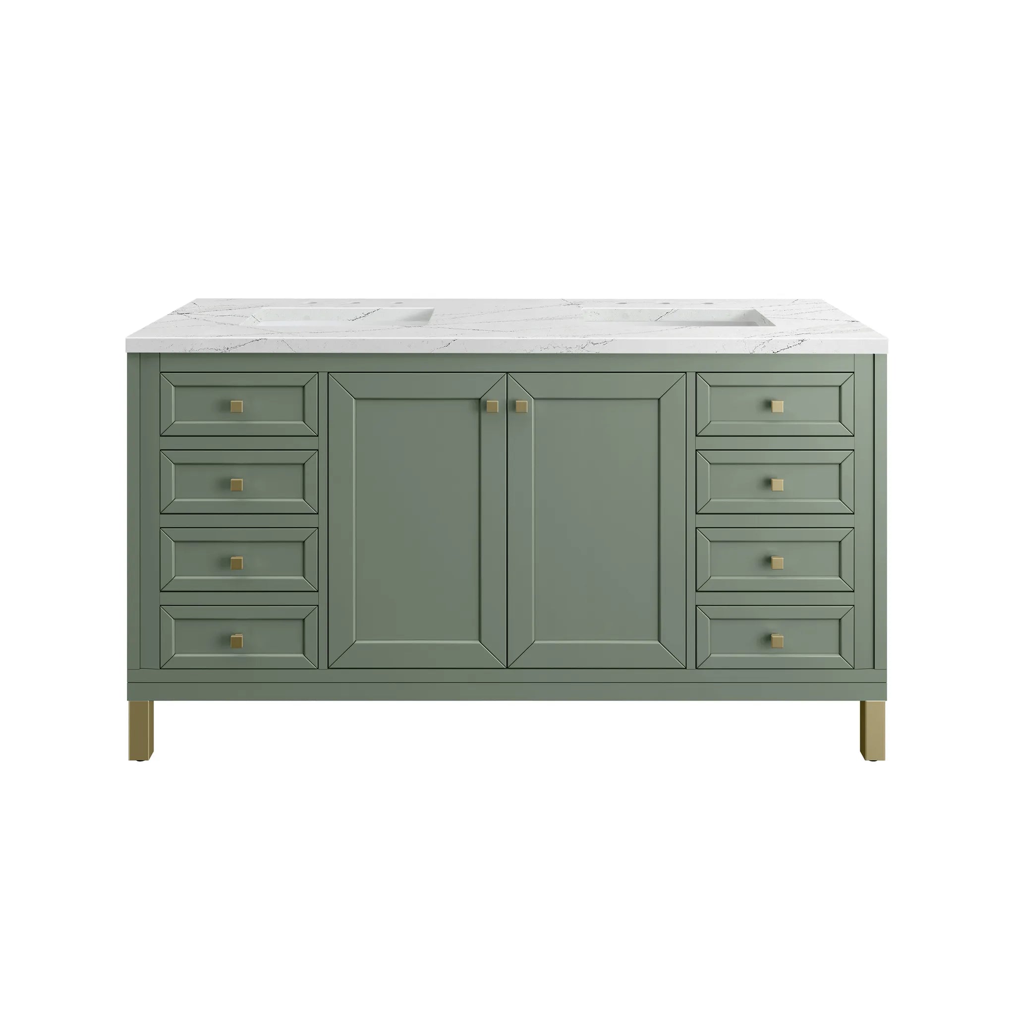 60" Chicago Double Vanity in Smokey Celadon by James Martin Vanities