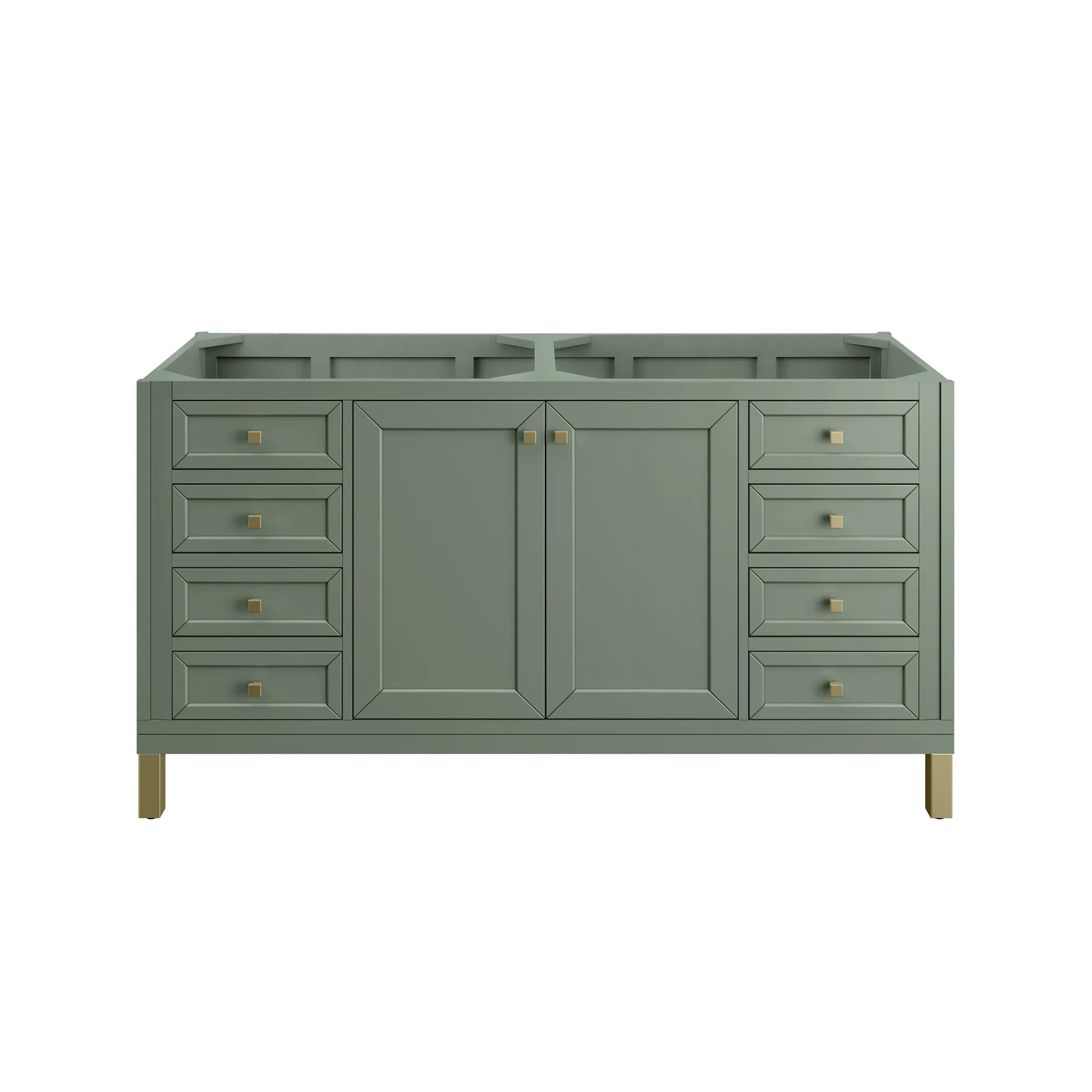 60" Chicago Double Vanity in Smokey Celadon Wireless Charger-Eternal Jasmine Pearl Silestone-8" Widespread image 10