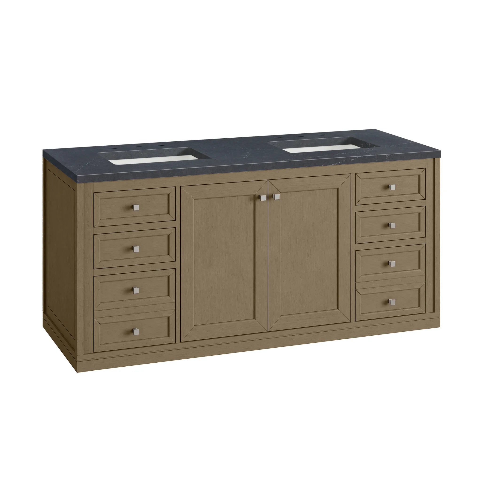 60" Chicago Double Vanity in Walnut Whisper-Charcoal Soapstone Silestone-8" Widespread image 17