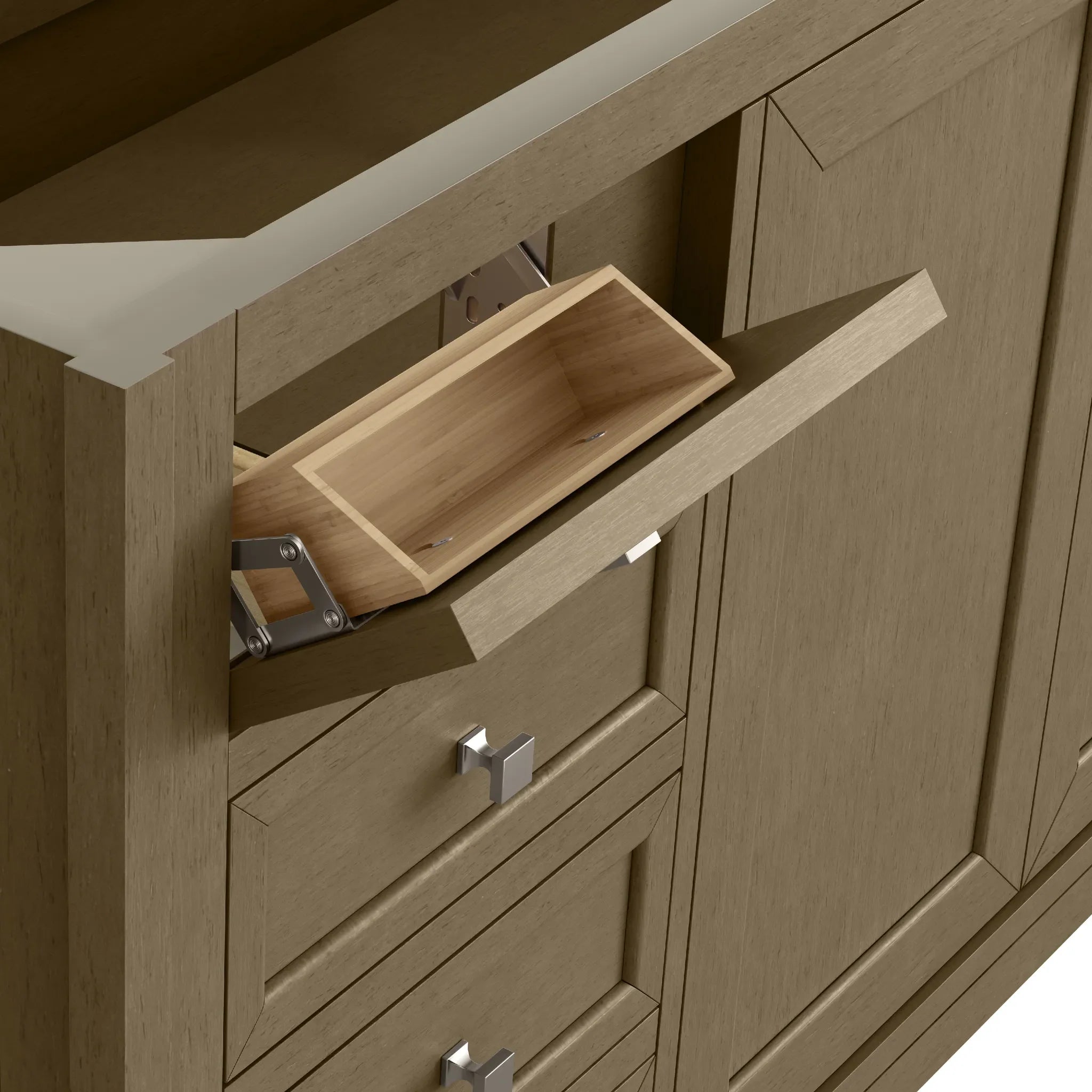 60" Chicago Double Vanity in Walnut Whisper-Eternal Jasmine Pearl Silestone-8" Widespread image 18