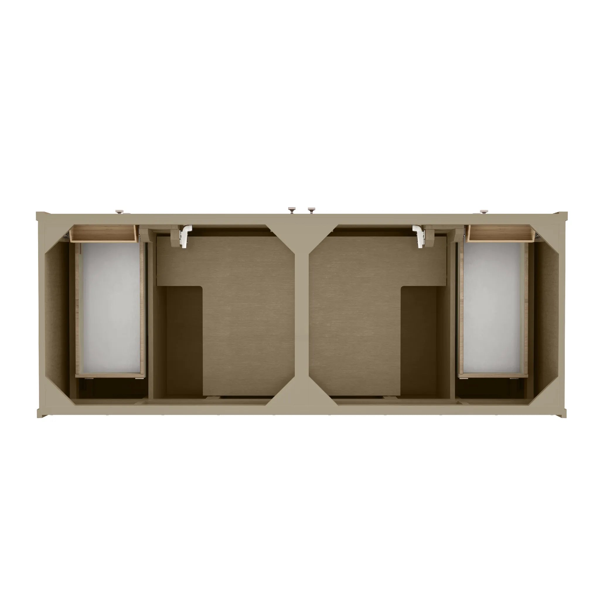 60" Chicago Double Vanity in Walnut Whisper-Victorian Silver Silestone-8" Widespread image 5