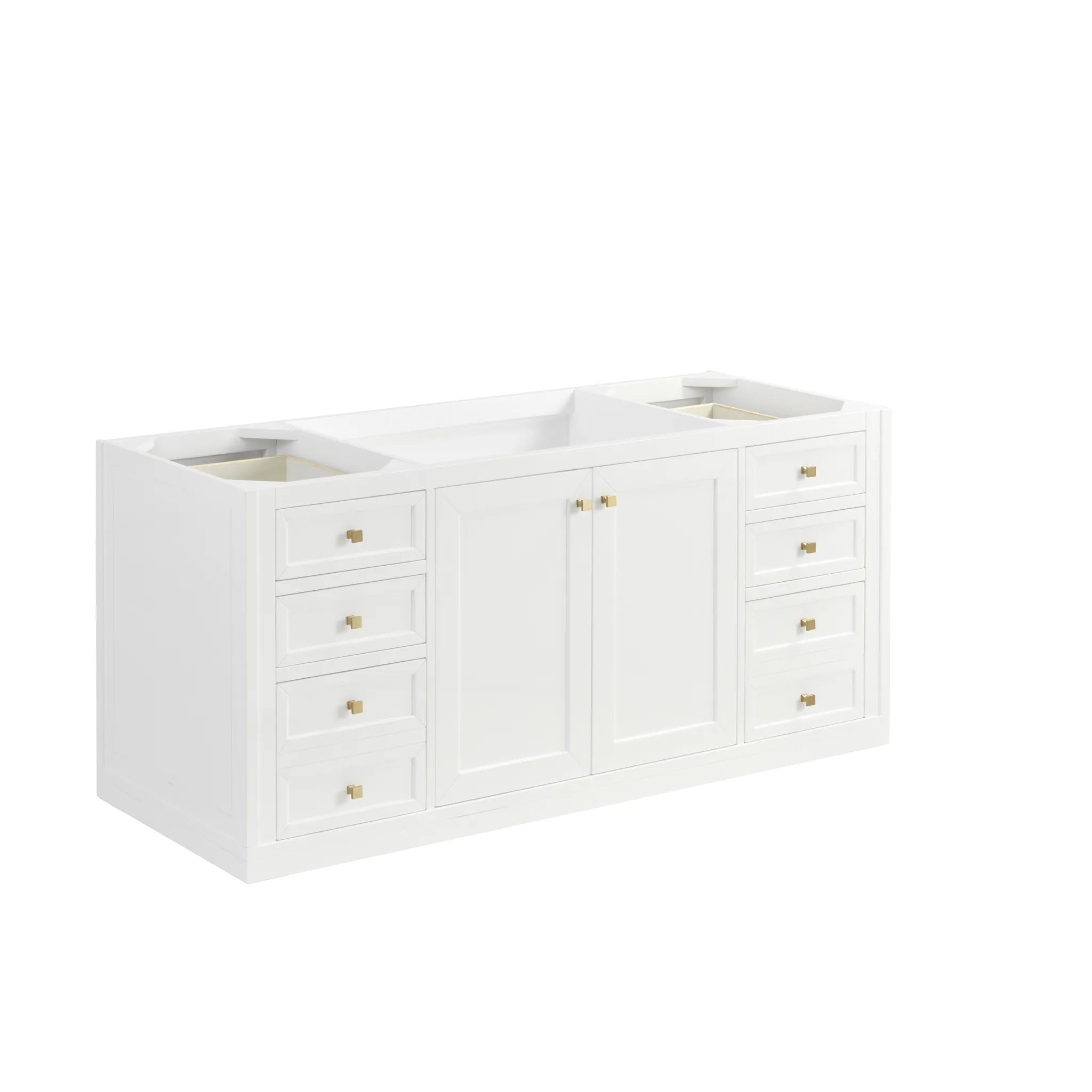 60" Chicago Single Vanity in Glossy White-Carrara White Marble-8" Widespread image 2