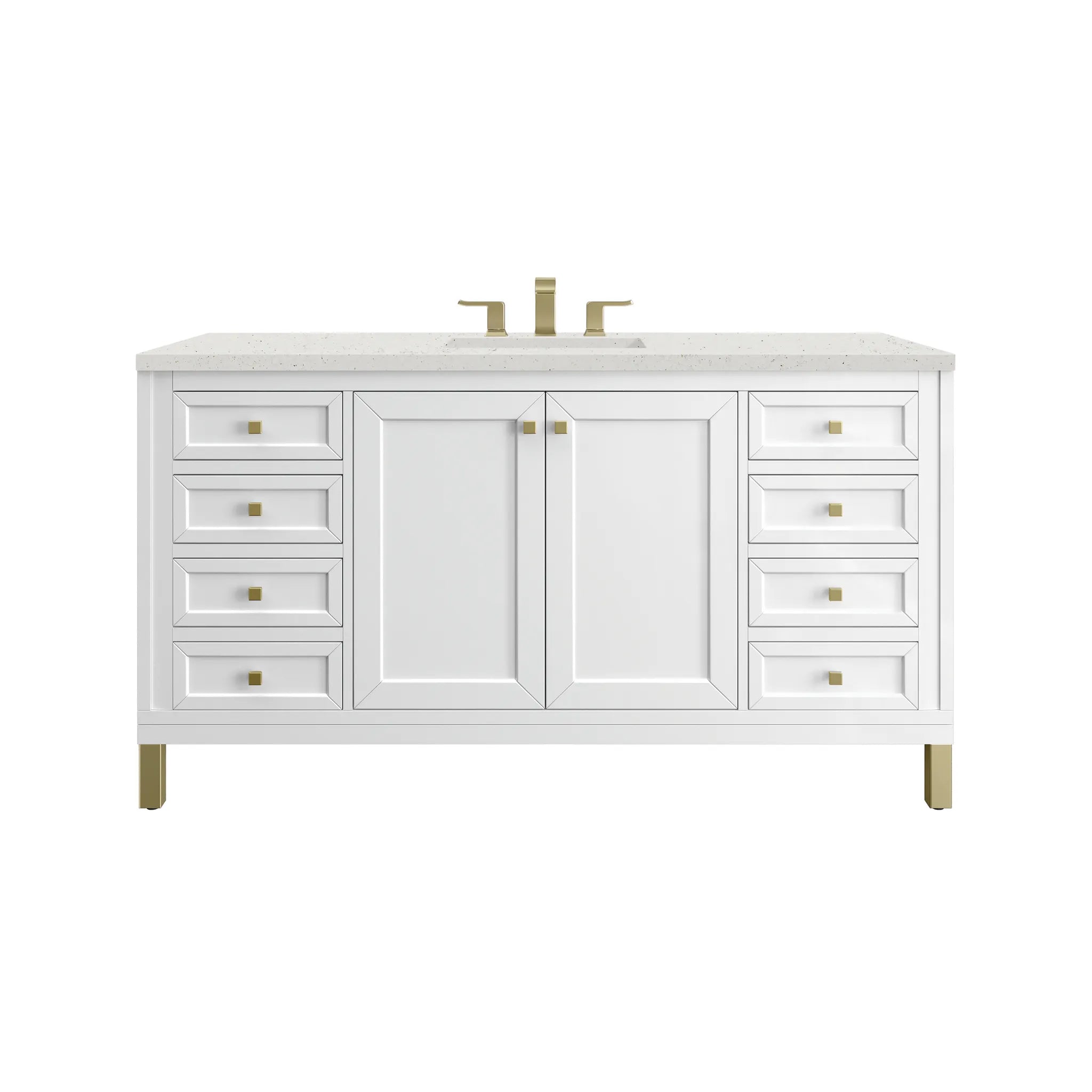 60" Chicago Single Vanity in Glossy White-Lime Delight Silestone-8" Widespread image