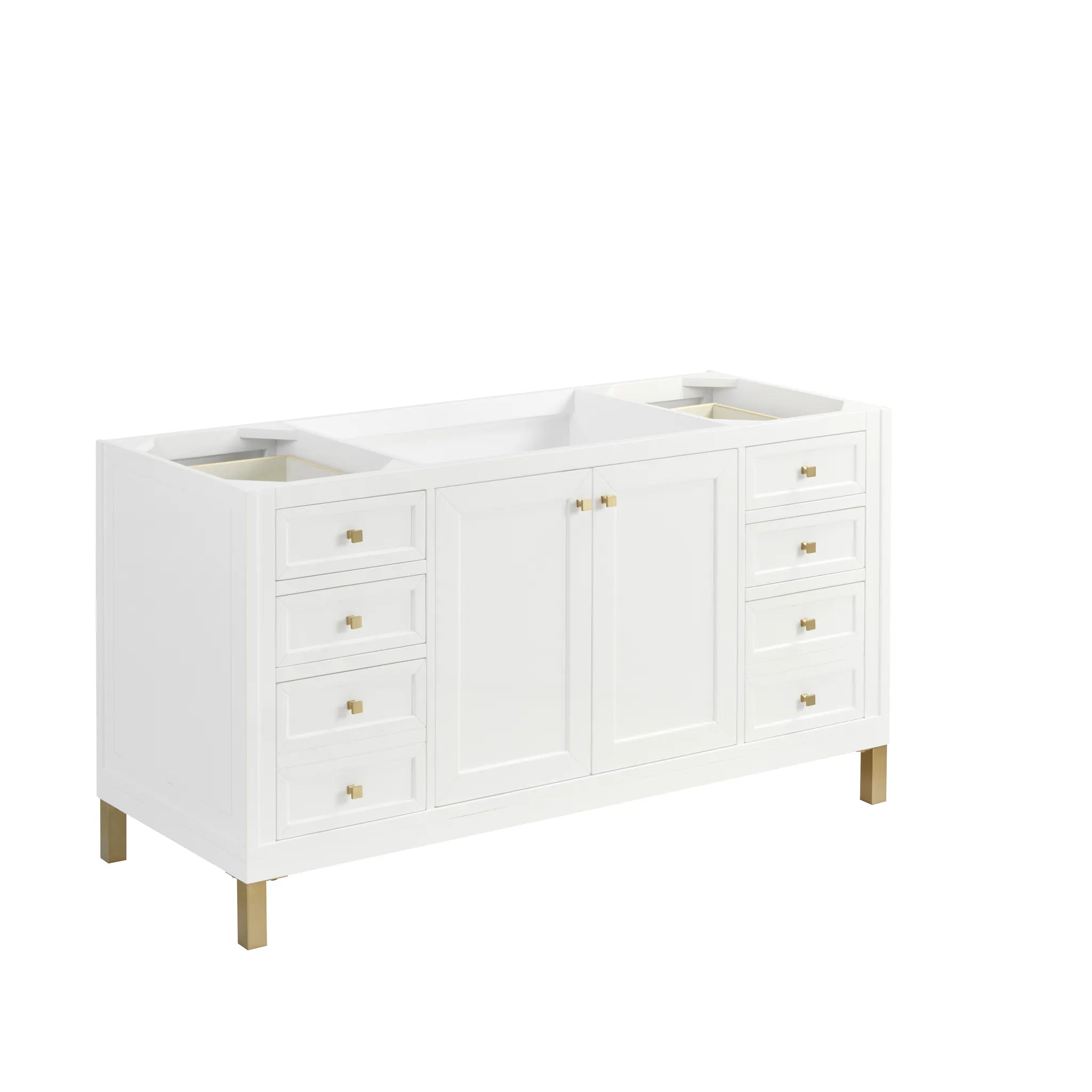 60" Chicago Single Vanity in Glossy White-Parisien Bleu Silestone-8" Widespread image 1
