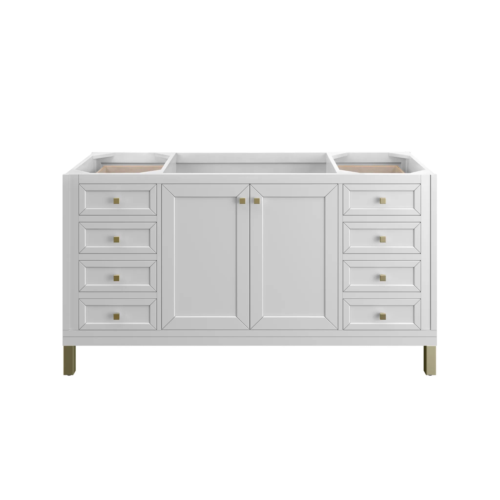 60" Chicago Single Vanity in Glossy White, Wireless Charger-Eternal Jasmine Pearl Silestone-8" Widespread image 7