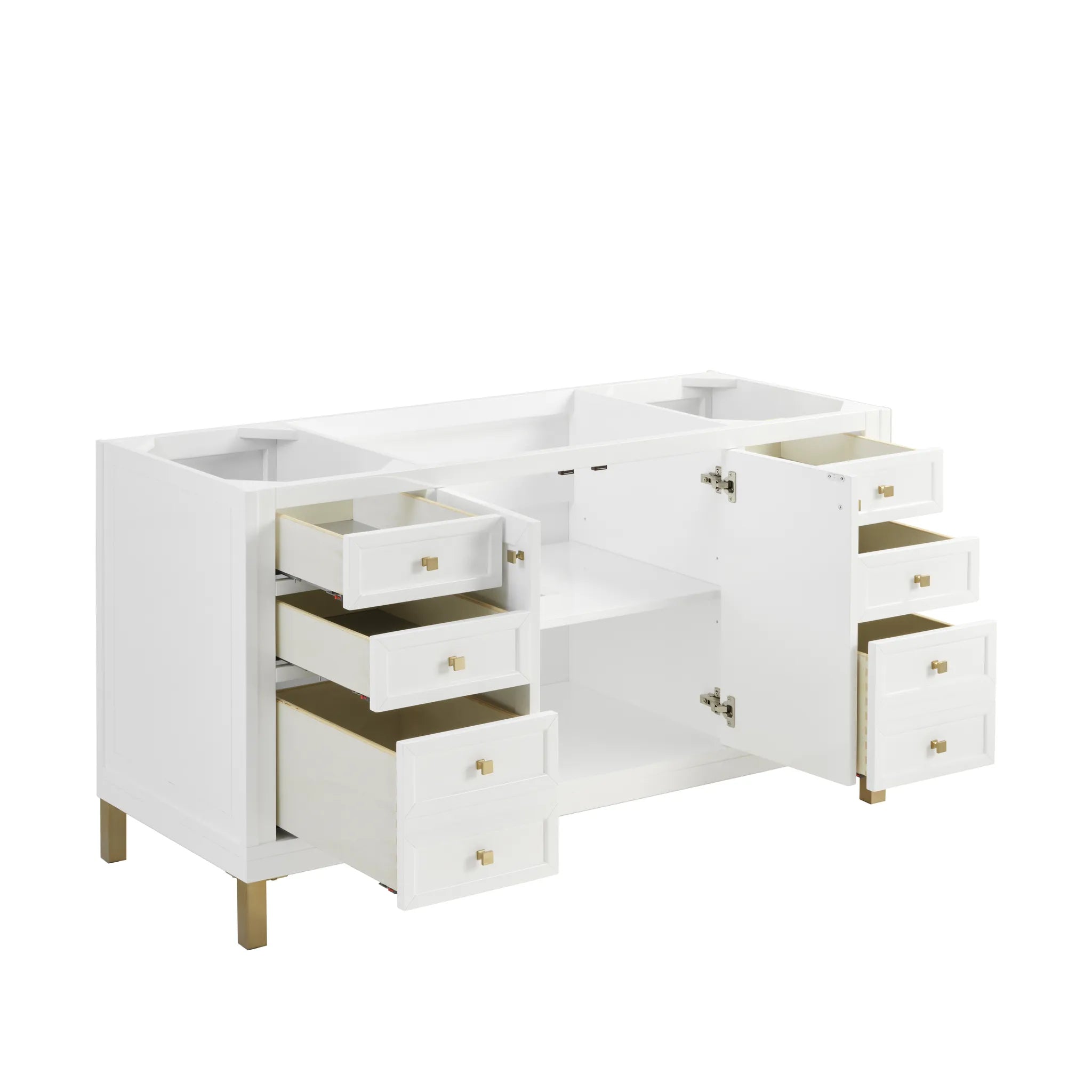 60" Chicago Single Vanity in Glossy White, Wireless Charger-Eternal Jasmine Pearl Silestone-8" Widespread image 9