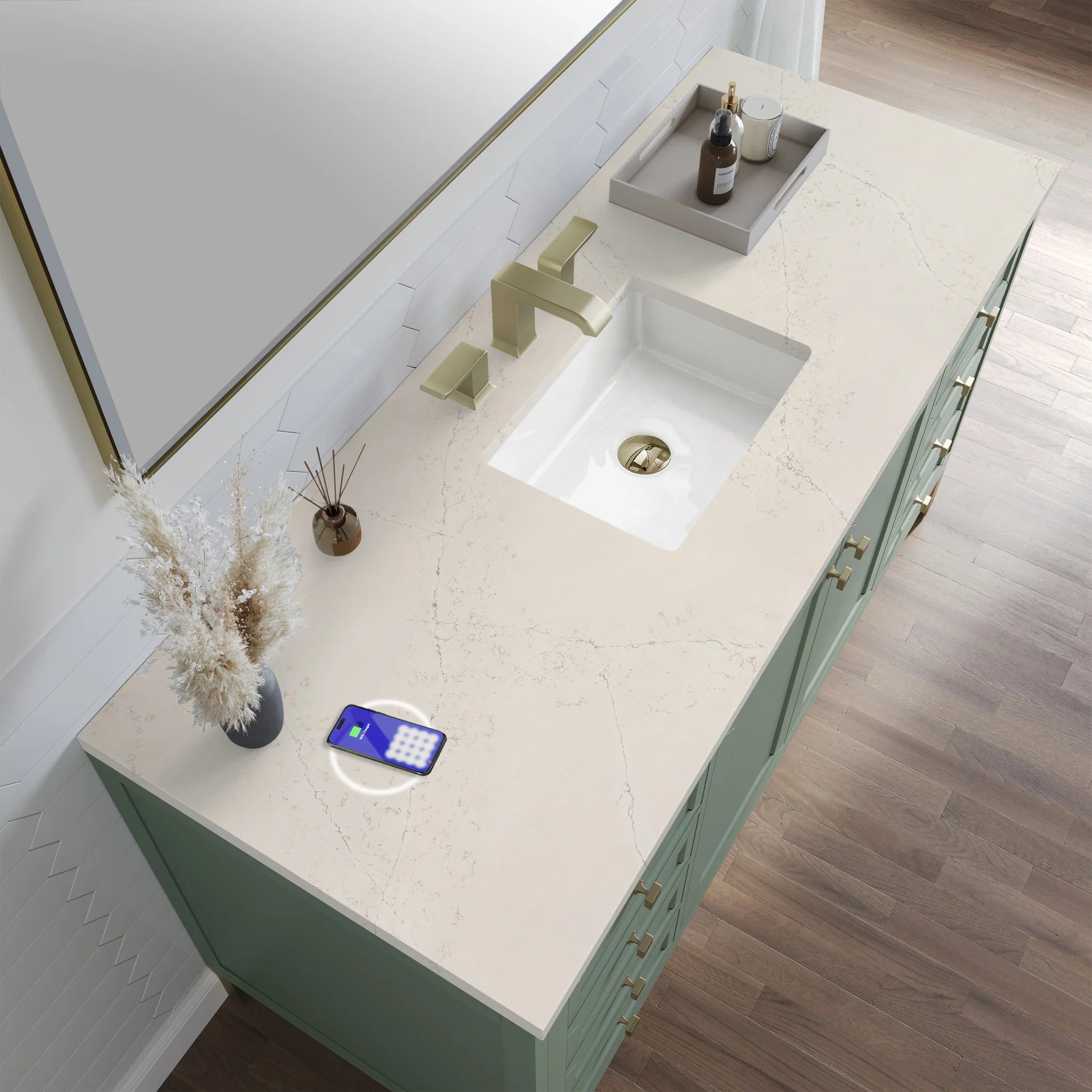 60-chicago-single-vanity-in-smokey-celadon-w-freepower-wireless-charger-by-james-martin-vanities-siberian-silestone image 8