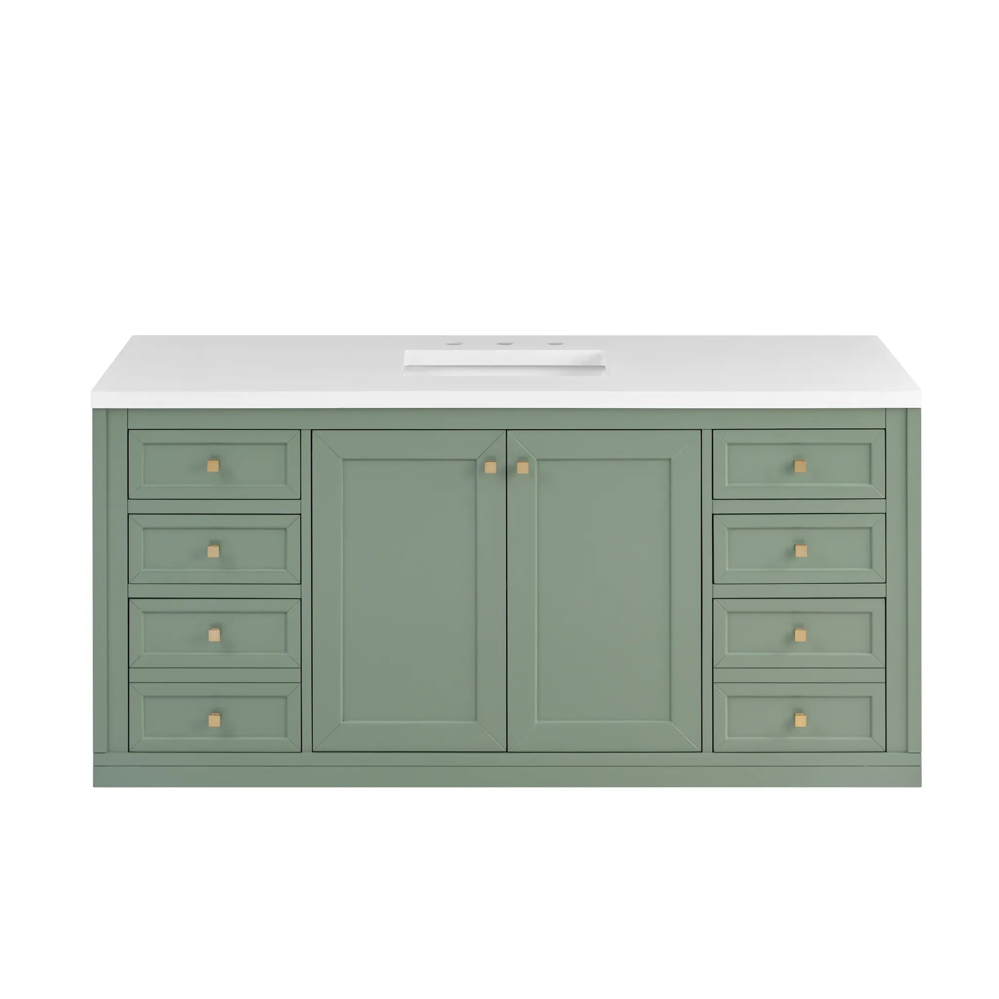 60" Chicago Single Vanity in Smokey Celadon-White Zeus Silestone-8" Widespread image 3