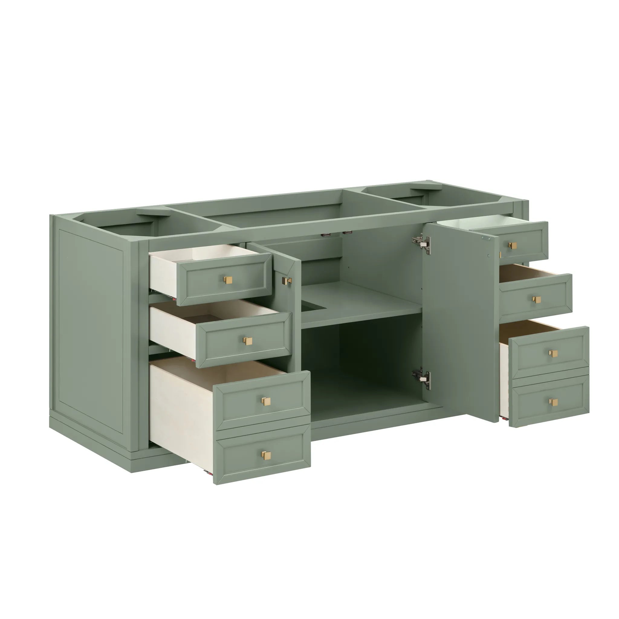 60" Chicago Single Vanity in Smokey Celadon, Wireless Charger-Eternal Jasmine Pearl Silestone-8" Widespread image 10