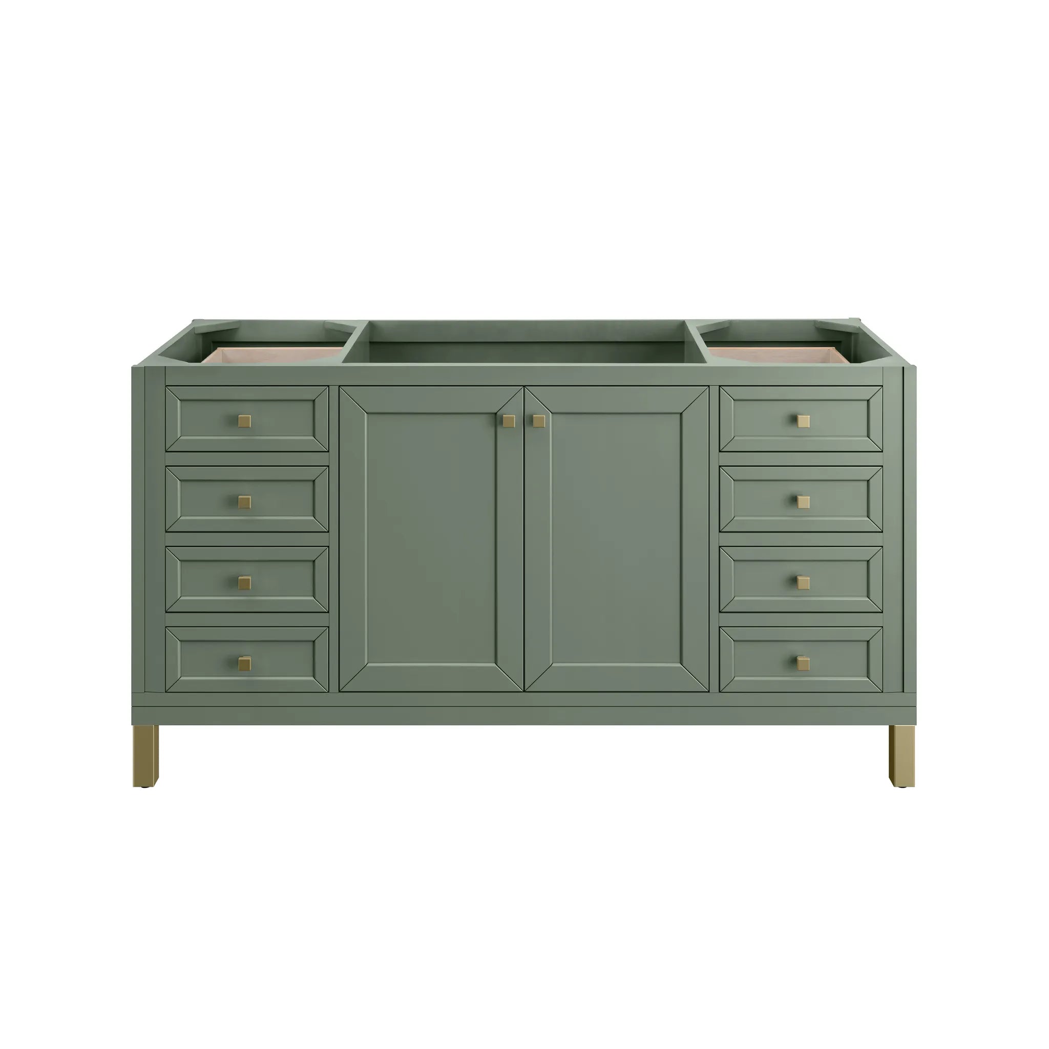 60" Chicago Single Vanity in Smokey Celadon, Wireless Charger-Eternal Jasmine Pearl Silestone-8" Widespread image 7