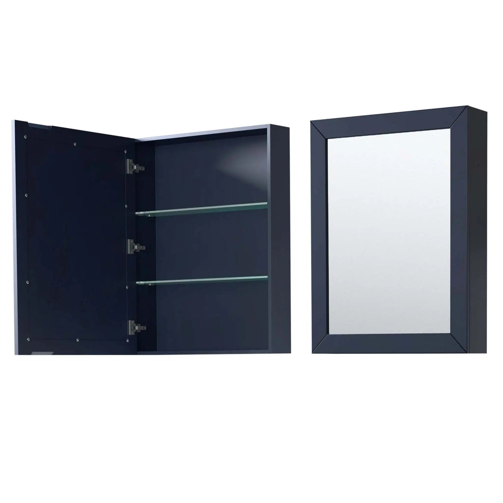 60" Daria Double Bathroom Vanity in Dark Blue with Matte Black Trim & Medicine Cabinet by Wyndham