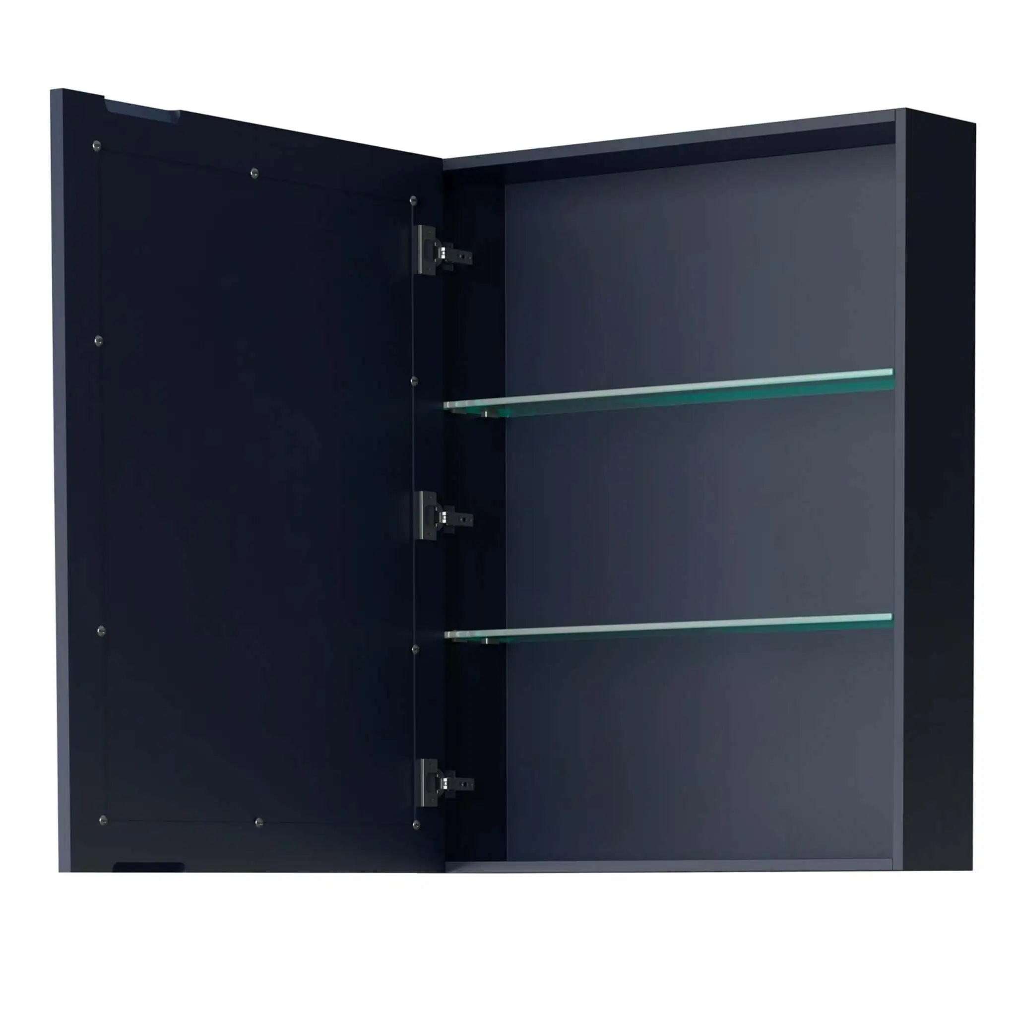 60" Daria Double Bathroom Vanity in Dark Blue with Matte Black Trim & Medicine Cabinet by Wyndham