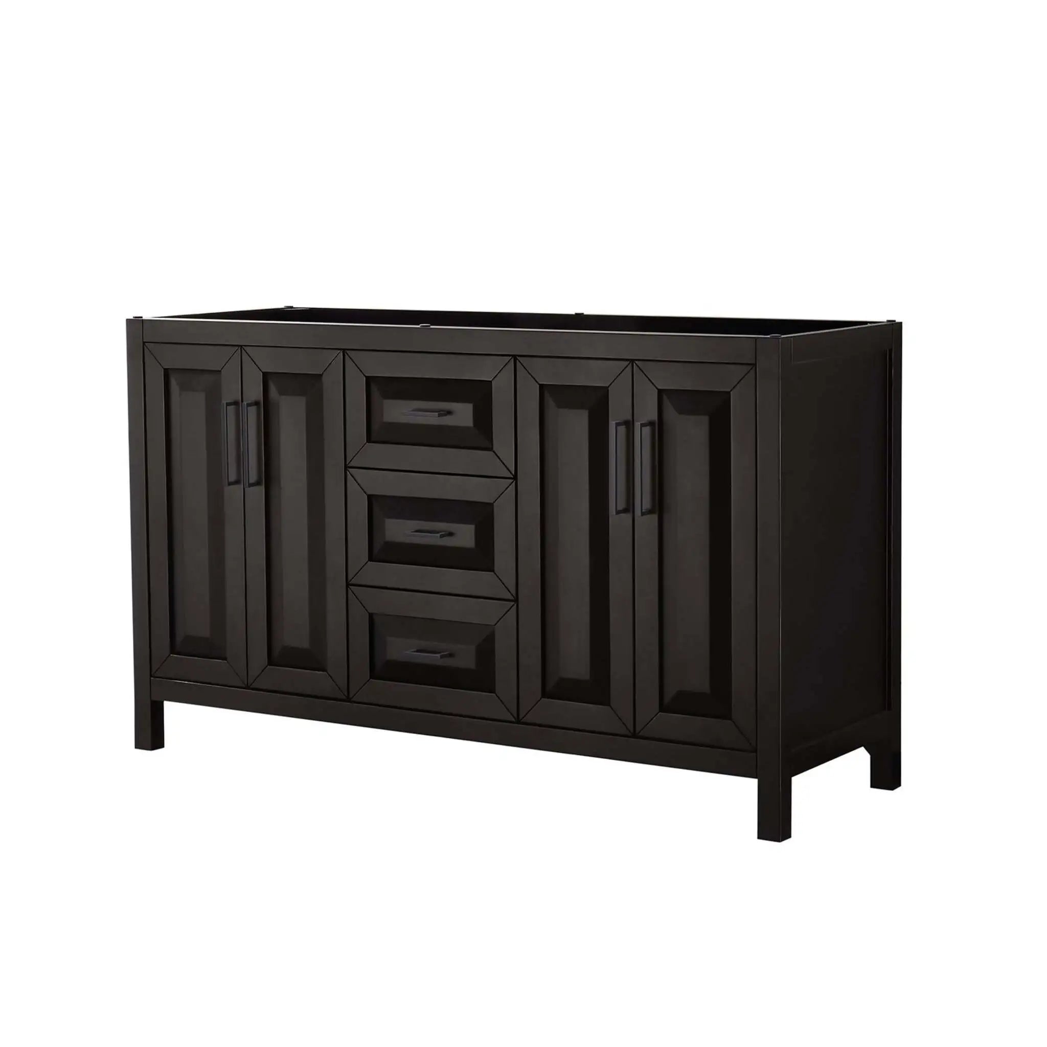 60" Daria Double Bathroom Vanity in Dark Espresso with Matte Black Trim by Wyndham