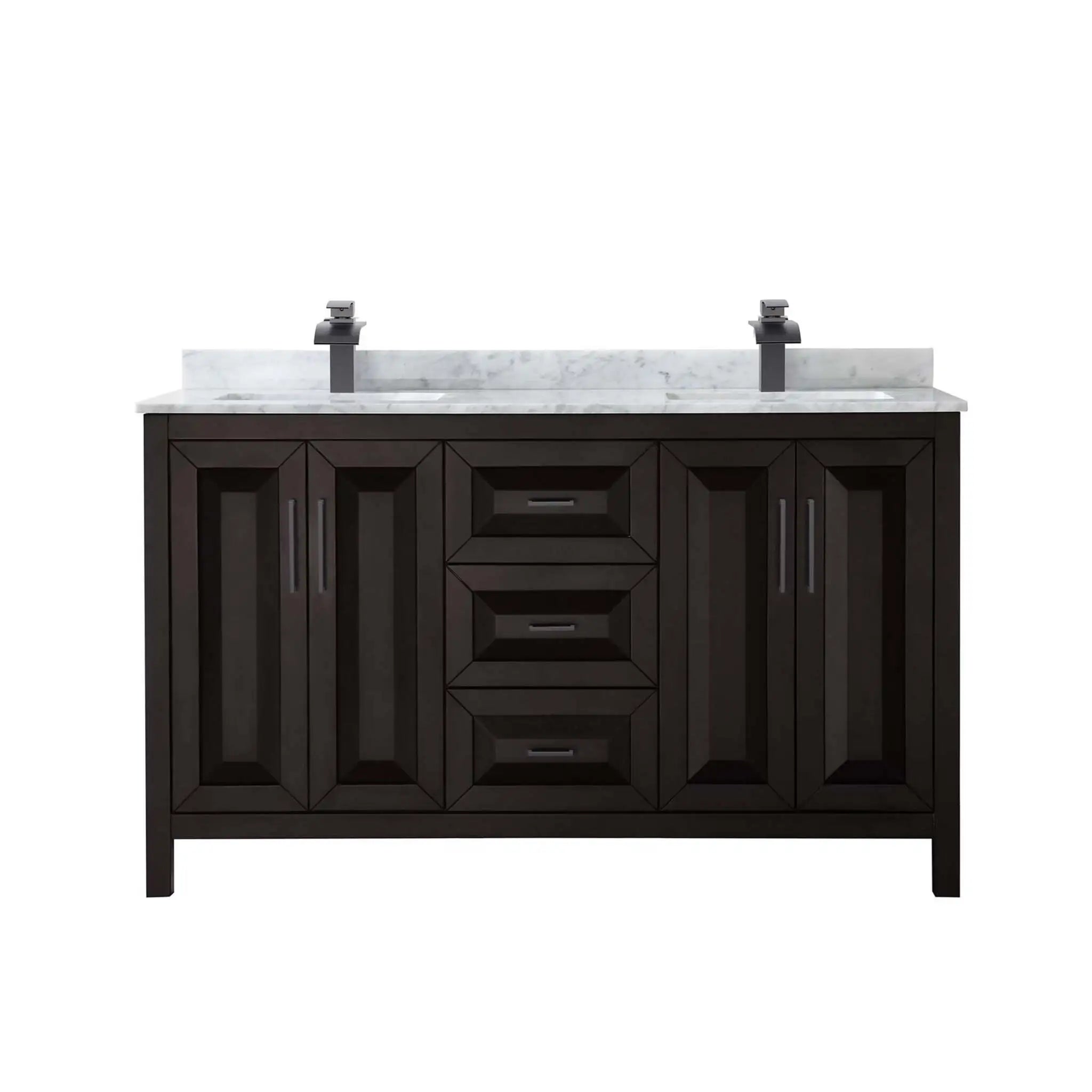60" Daria Double Bathroom Vanity in Dark Espresso with Matte Black Trim by Wyndham