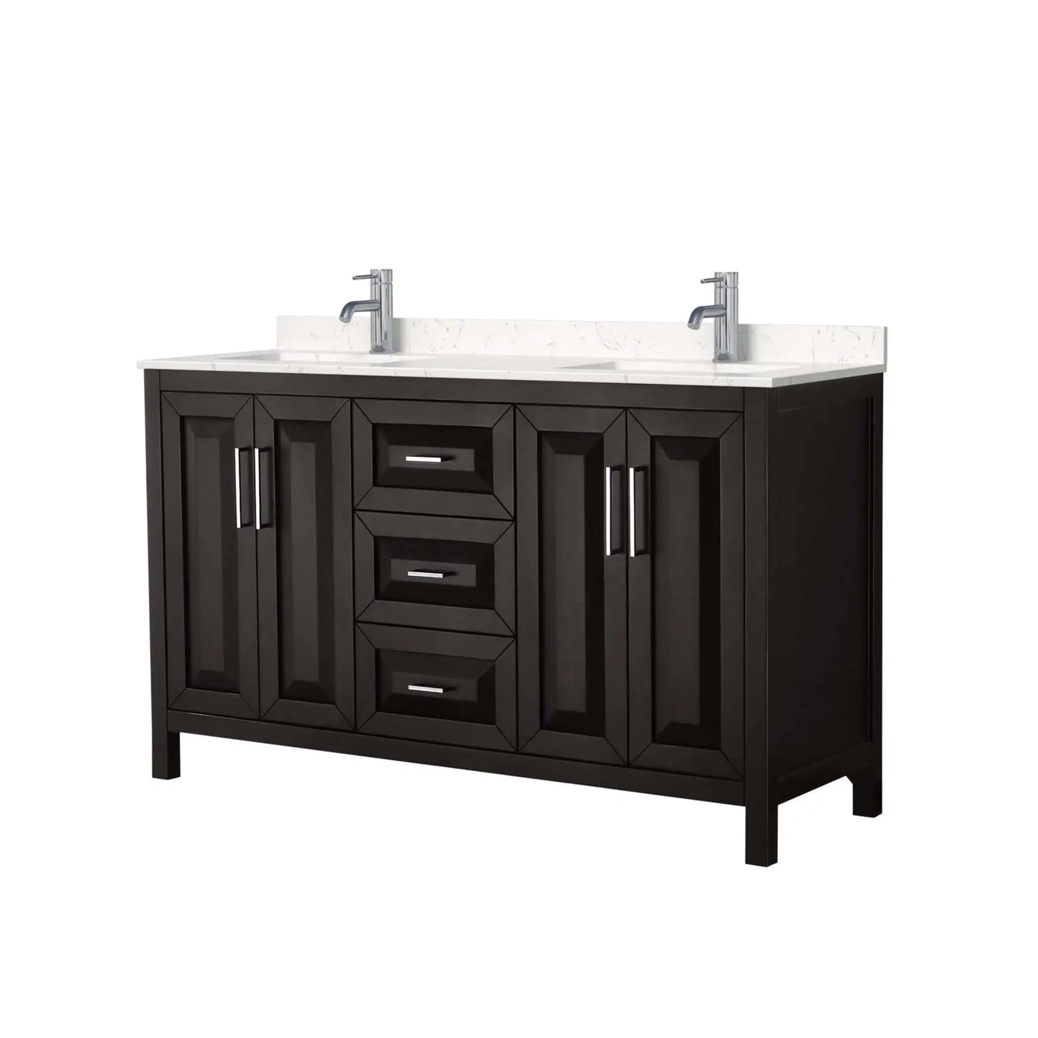 60" Daria Double Bathroom Vanity in Dark Espresso with Polished Chrome Trim by Wyndham