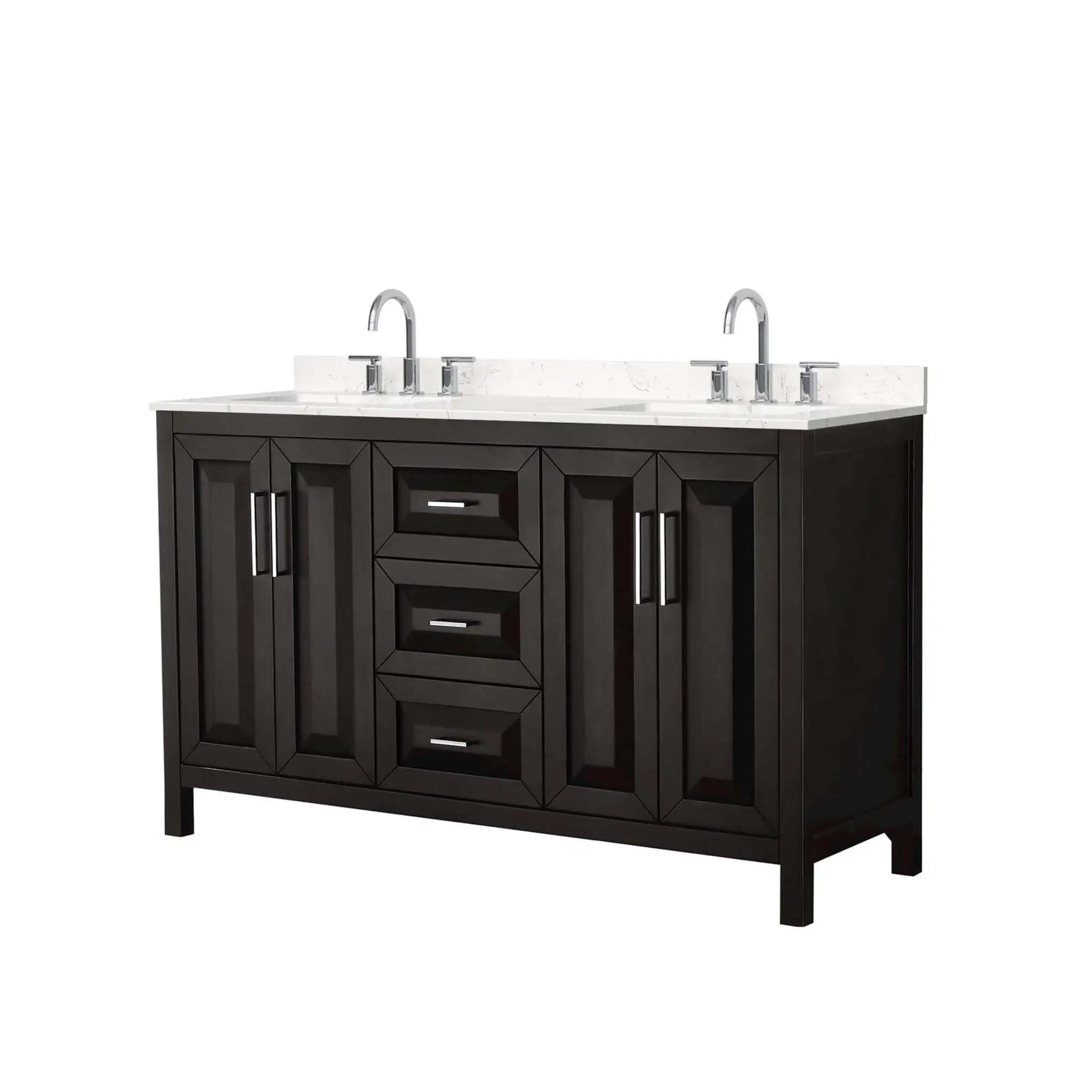 60" Daria Double Bathroom Vanity in Dark Espresso with Polished Chrome Trim by Wyndham