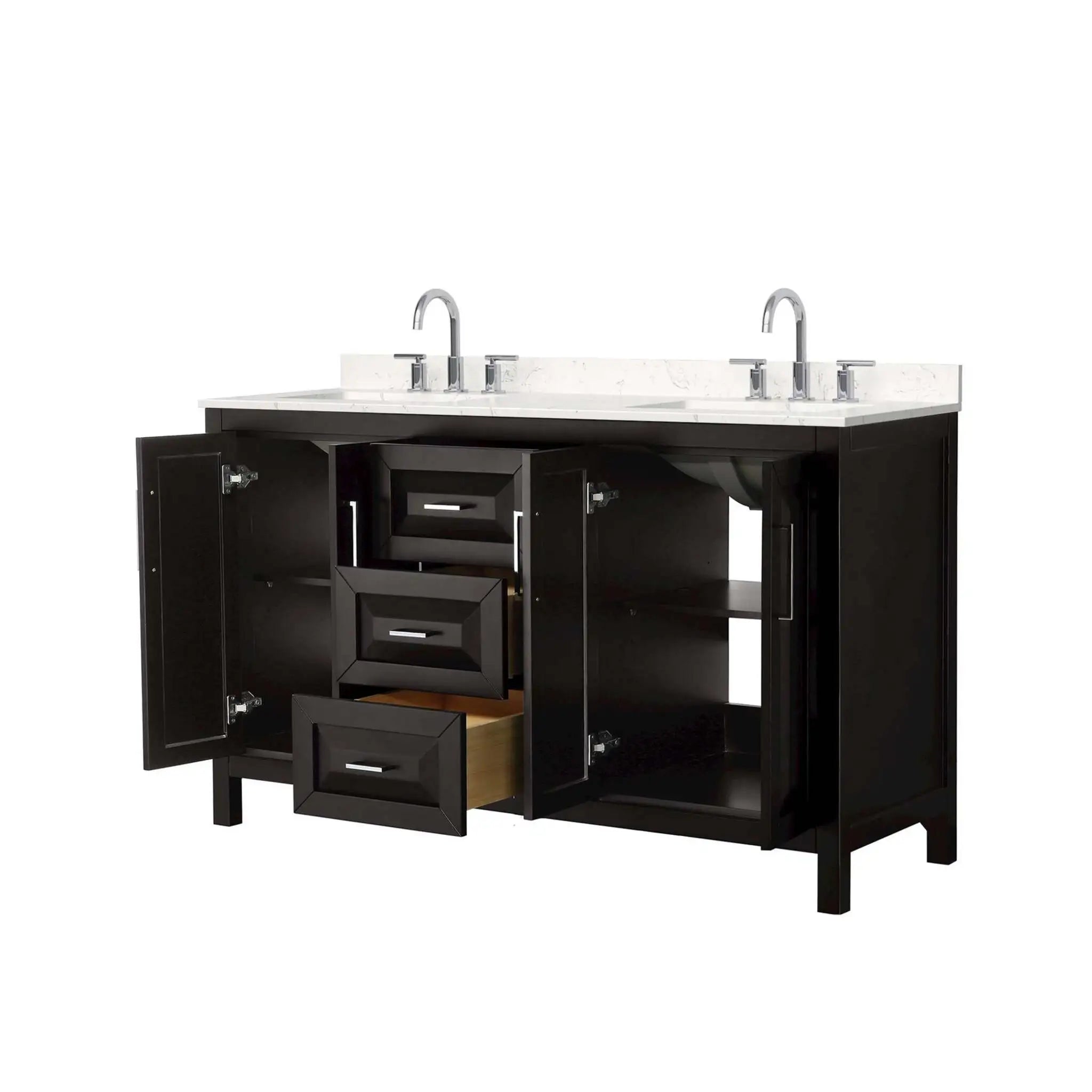 60" Daria Double Bathroom Vanity in Dark Espresso with Polished Chrome Trim by Wyndham