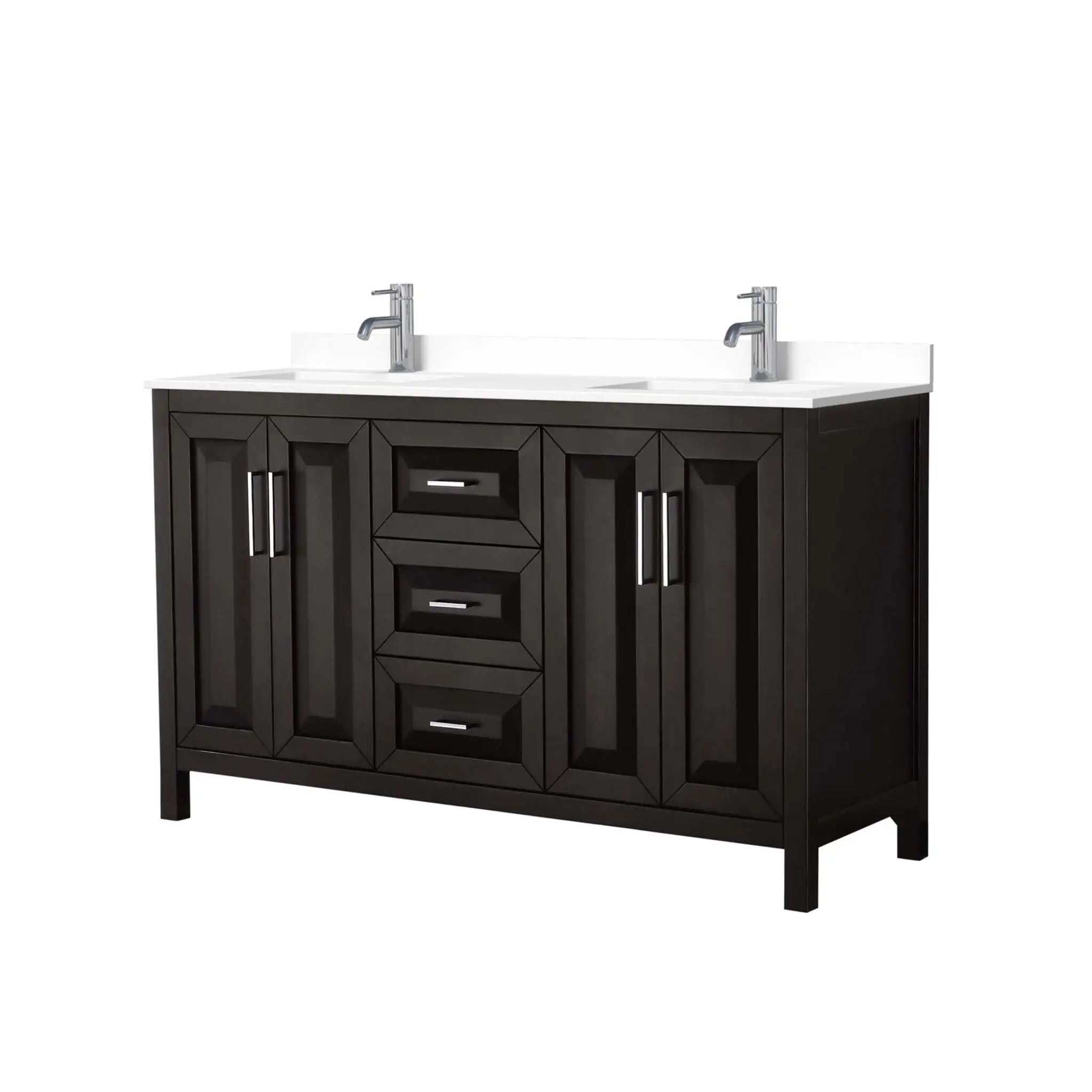 60" Daria Double Bathroom Vanity in Dark Espresso with Polished Chrome Trim by Wyndham