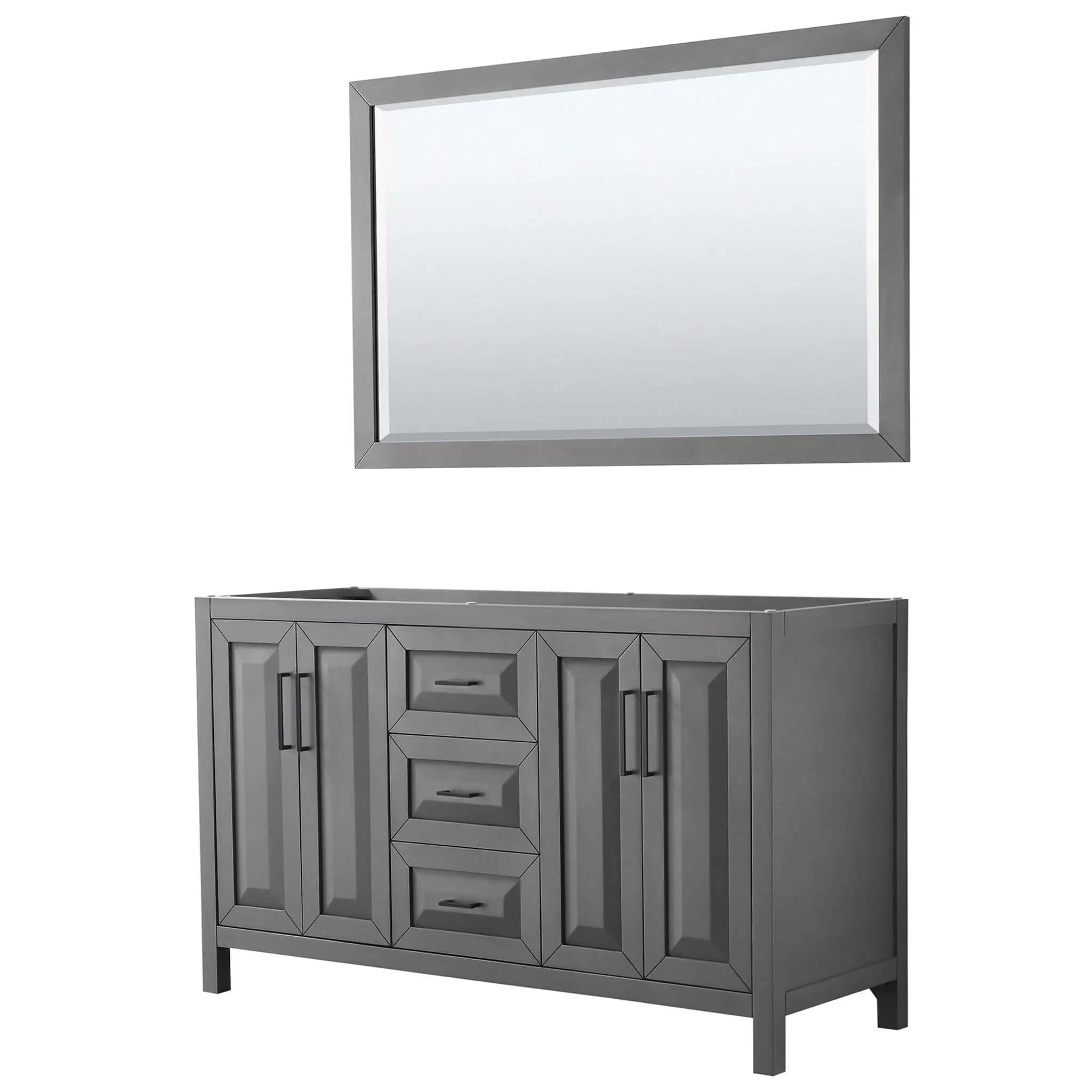 60" Daria Double Bathroom Vanity in Dark Gray with Matte Black Trim & 58" Mirror by Wyndham
